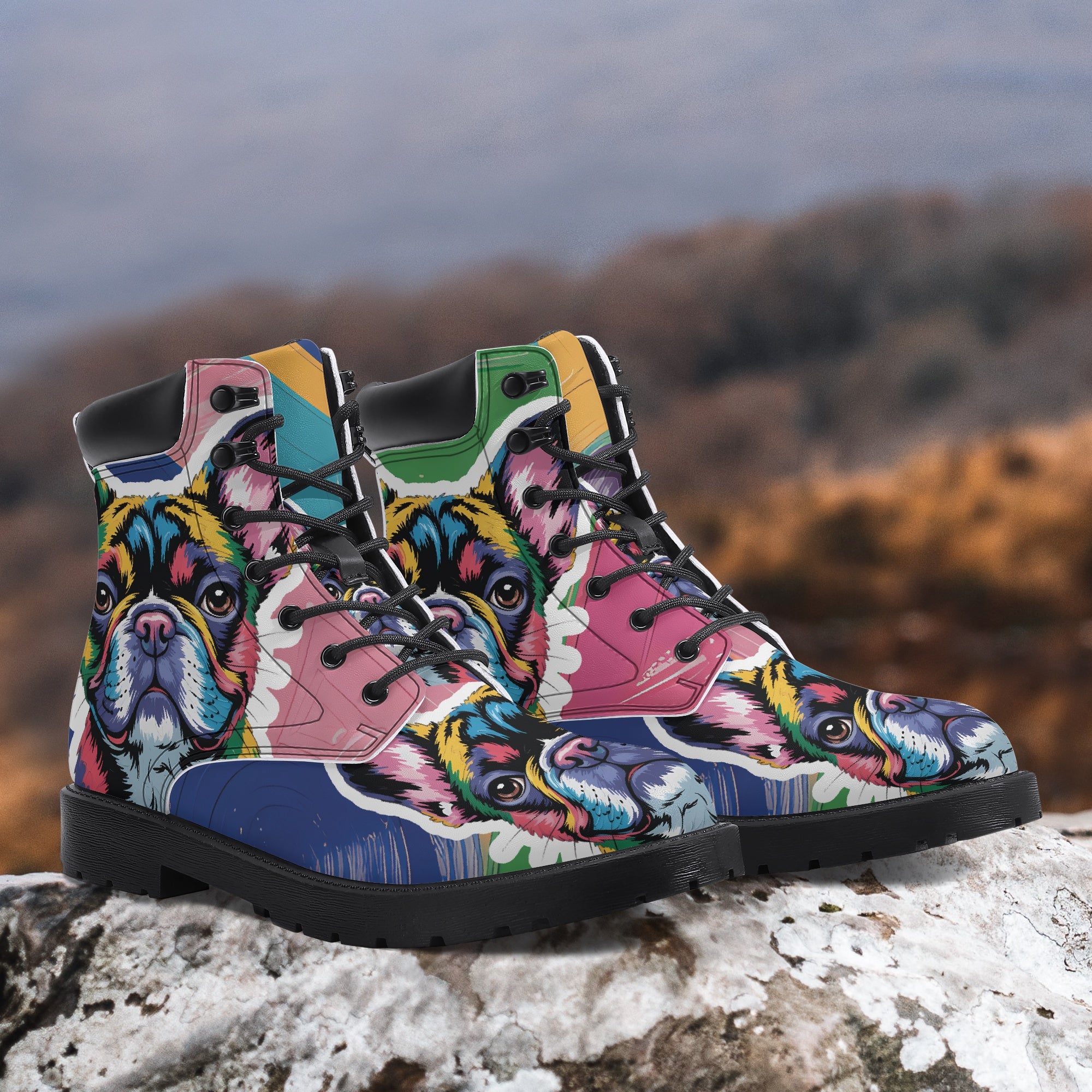 French Bulldog Leather Ankle Booties for Frenchie Enthusiasts-fadou