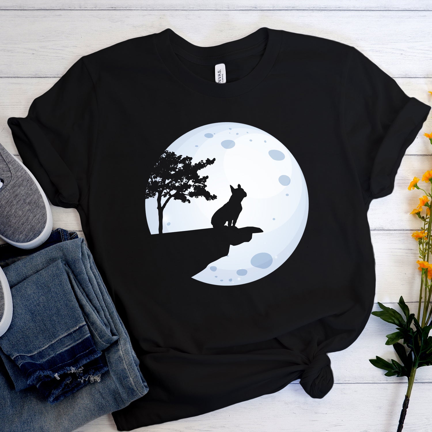 Frenchie in the Moon - Unisex T-Shirt for Everyday Wear-fadou