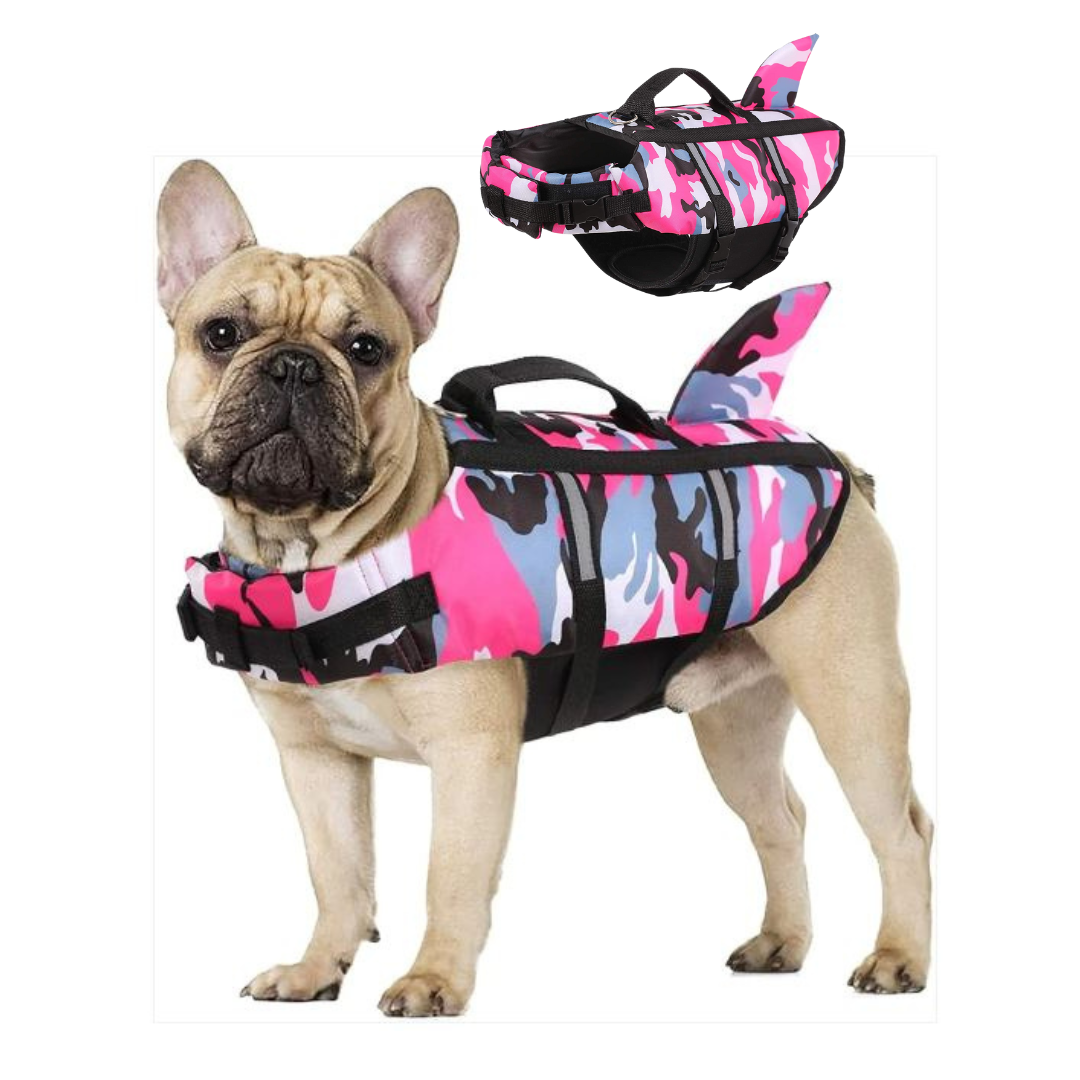 Frenchie Shark Vest Life Jacket with Safety Rescue Handle for Dog Lovers-fadou