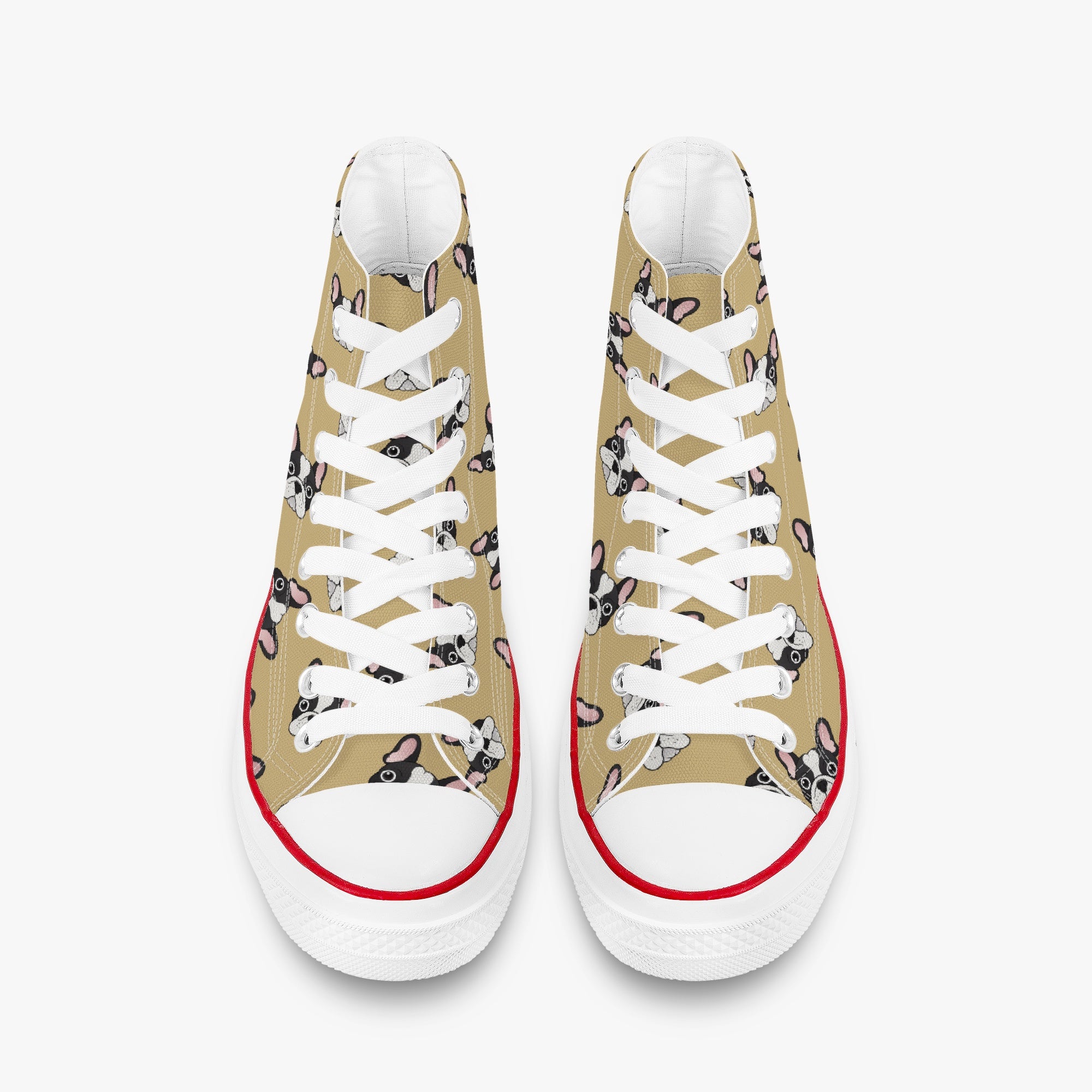 French Bulldog High-Top Canvas Sneakers for Frenchie Fans-fadou