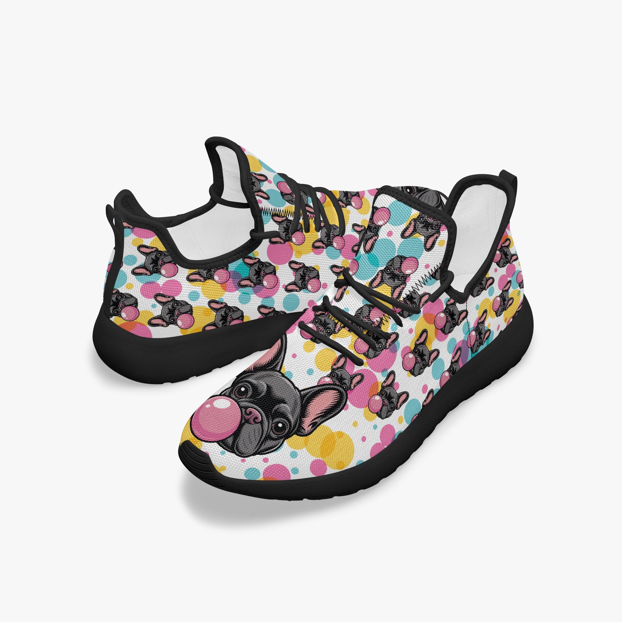 French Bulldog Denim Classic Sneakers for Frenchie Fans-fadou