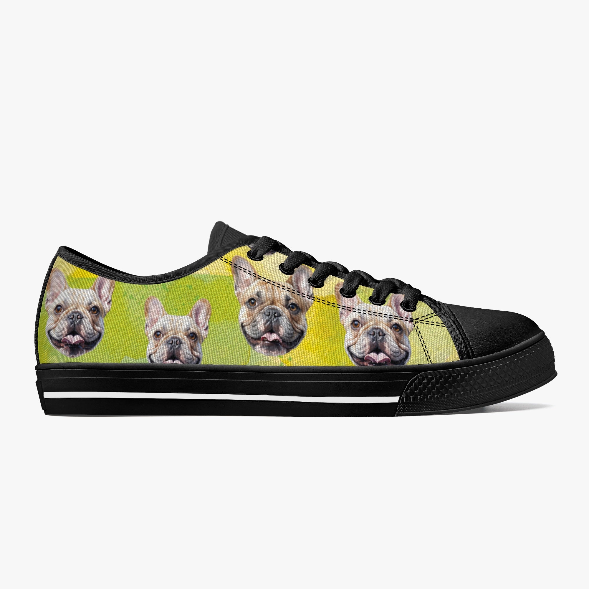 Low-Top Classic Canvas Sneakers for Frenchie Enthusiasts-fadou