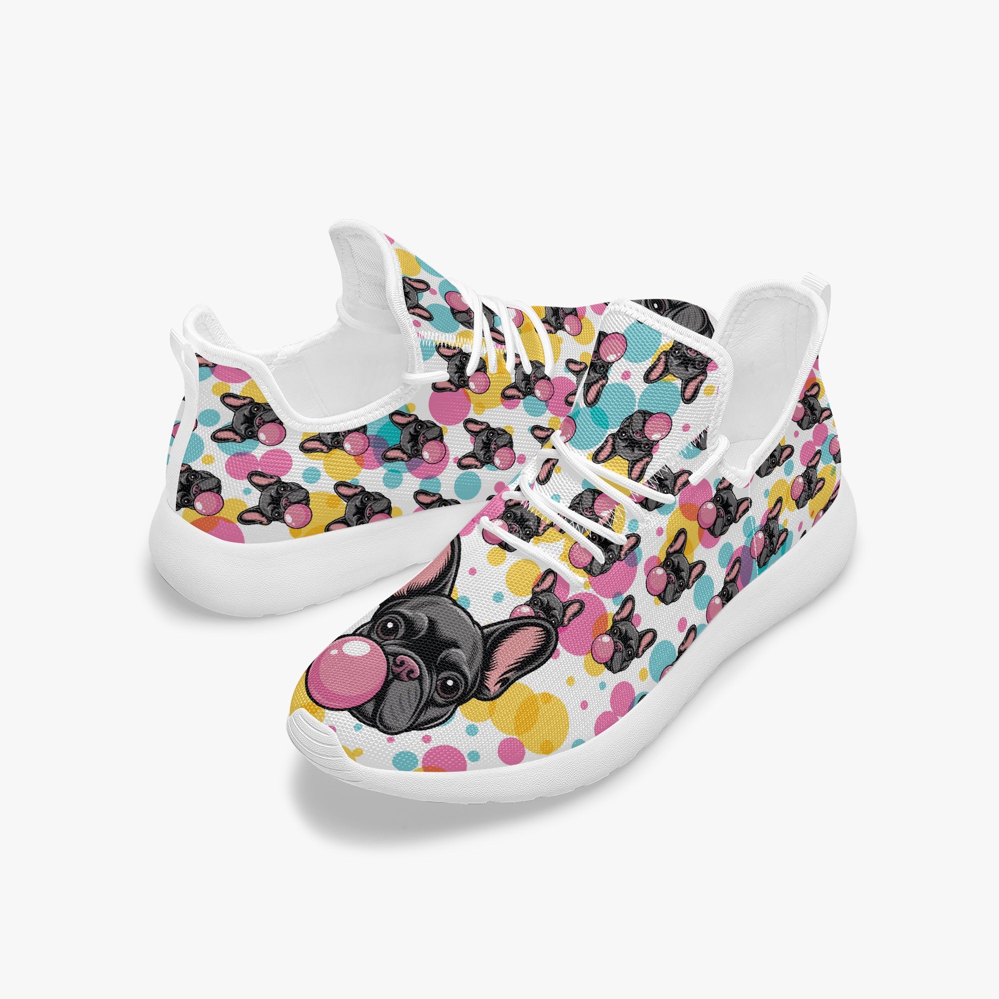 French Bulldog Denim Classic Sneakers for Frenchie Fans-fadou