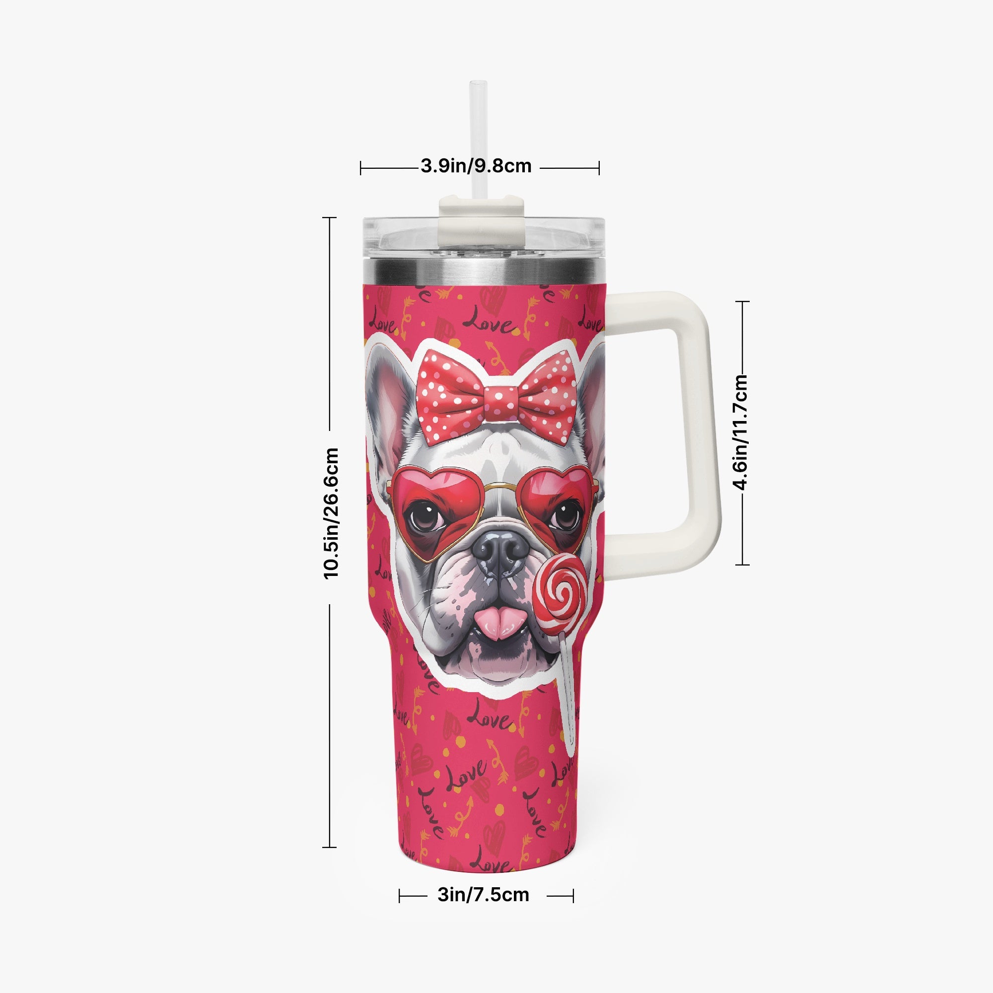 Claud French Bulldog Travel Tumbler for Dog Moms & Dads-fadou