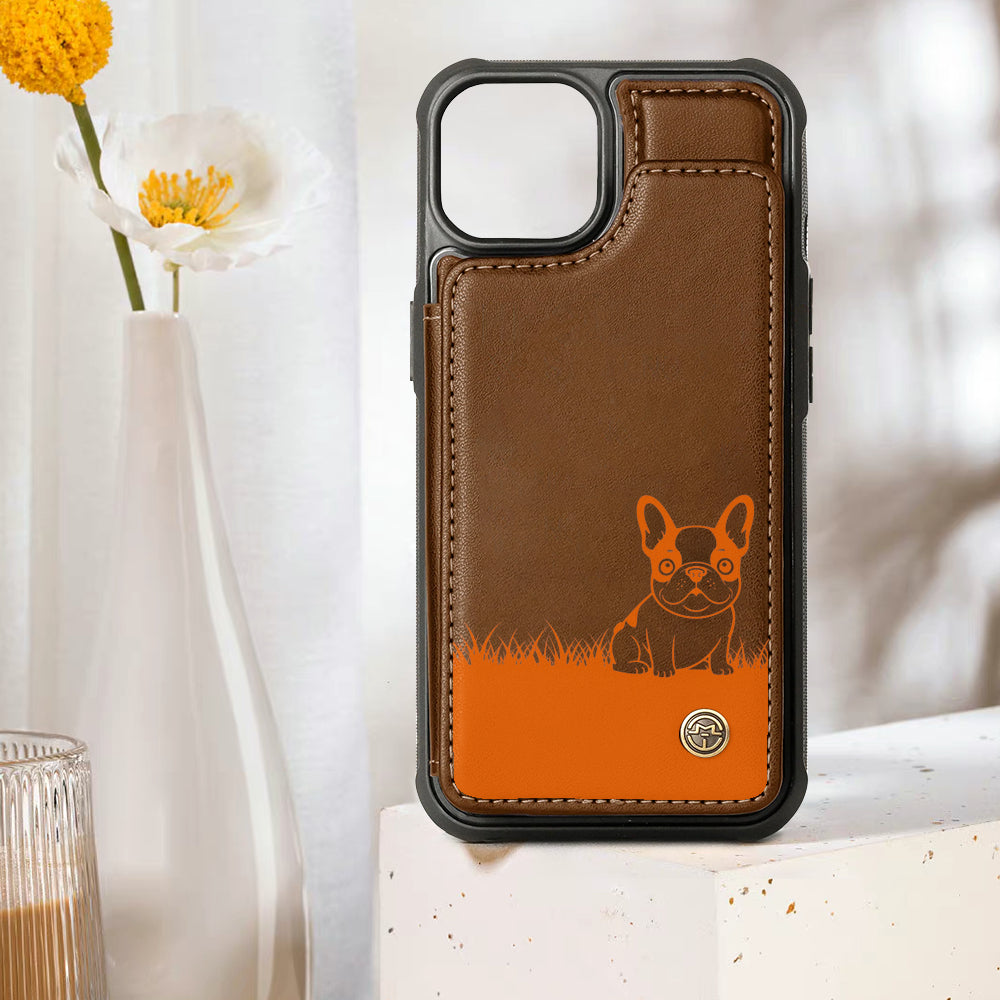 French Bulldog Leather Card Holder for Frenchie Enthusiasts-fadou