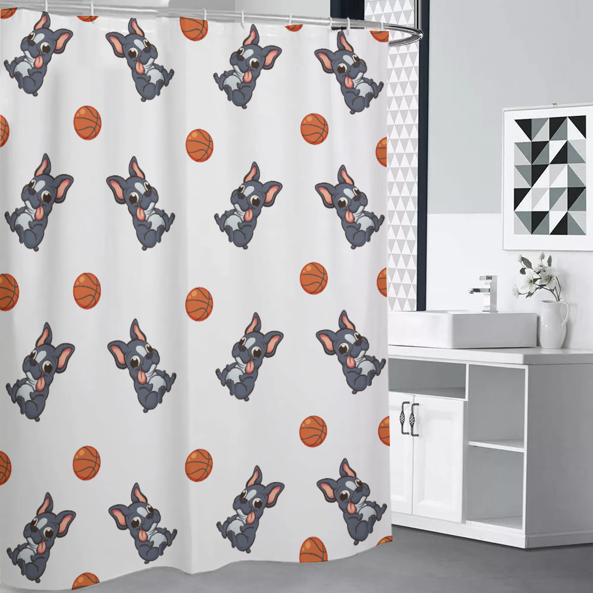 APPOLLO French Bulldog Shower Curtain for Dog Moms & Dads-fadou