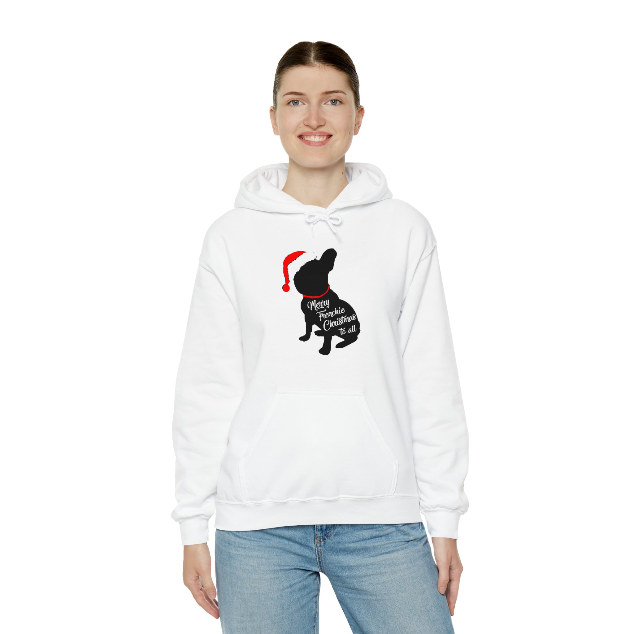French Bulldog Christmas Fleece Hoodie for Flat-Face Breeds-fadou