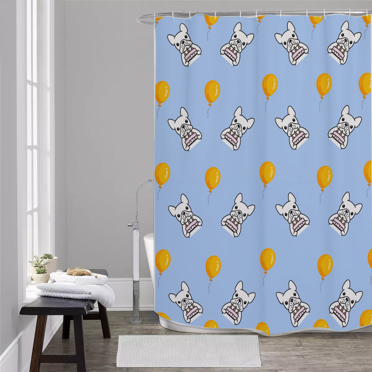 OZZY French Bulldog Fabric Curtain for Frenchie Enthusiasts-fadou