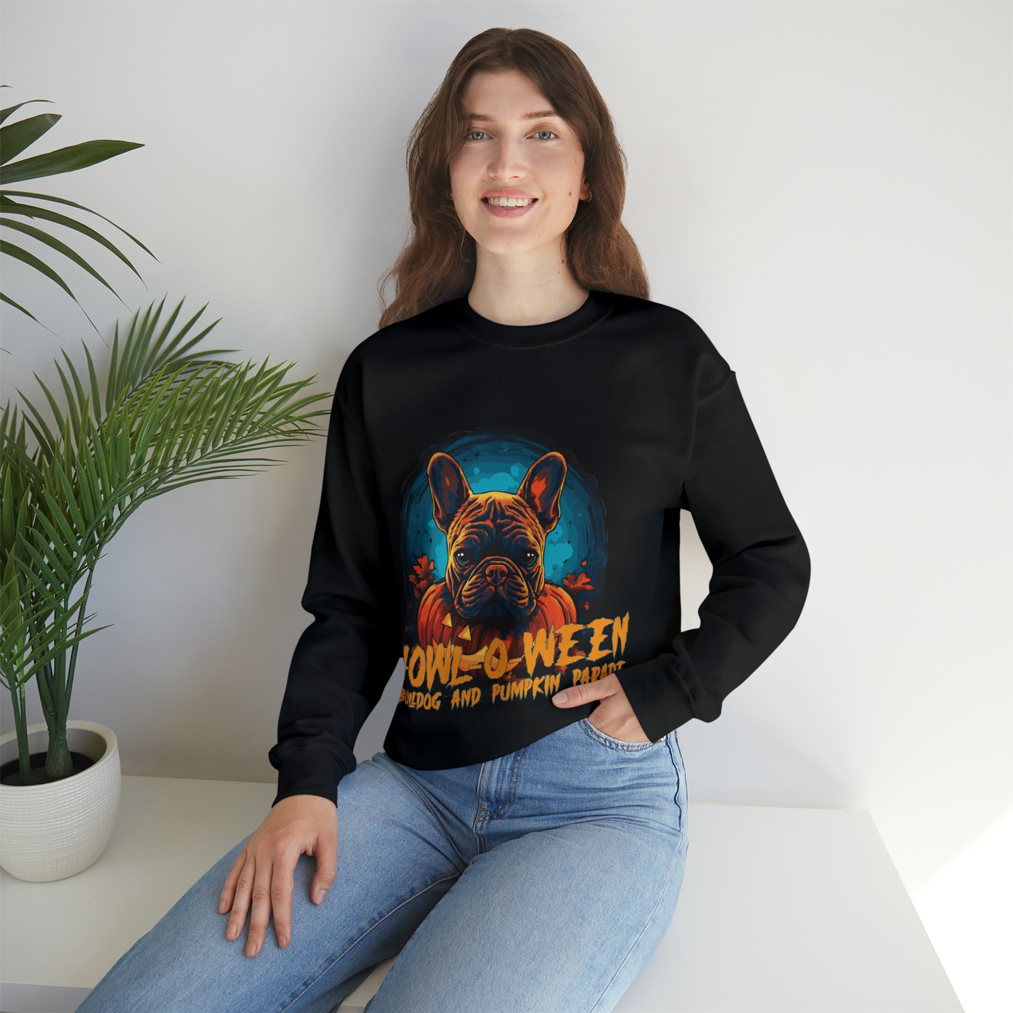 French Bulldog Halloween Cotton Sweatshirt for Pet Parents-fadou