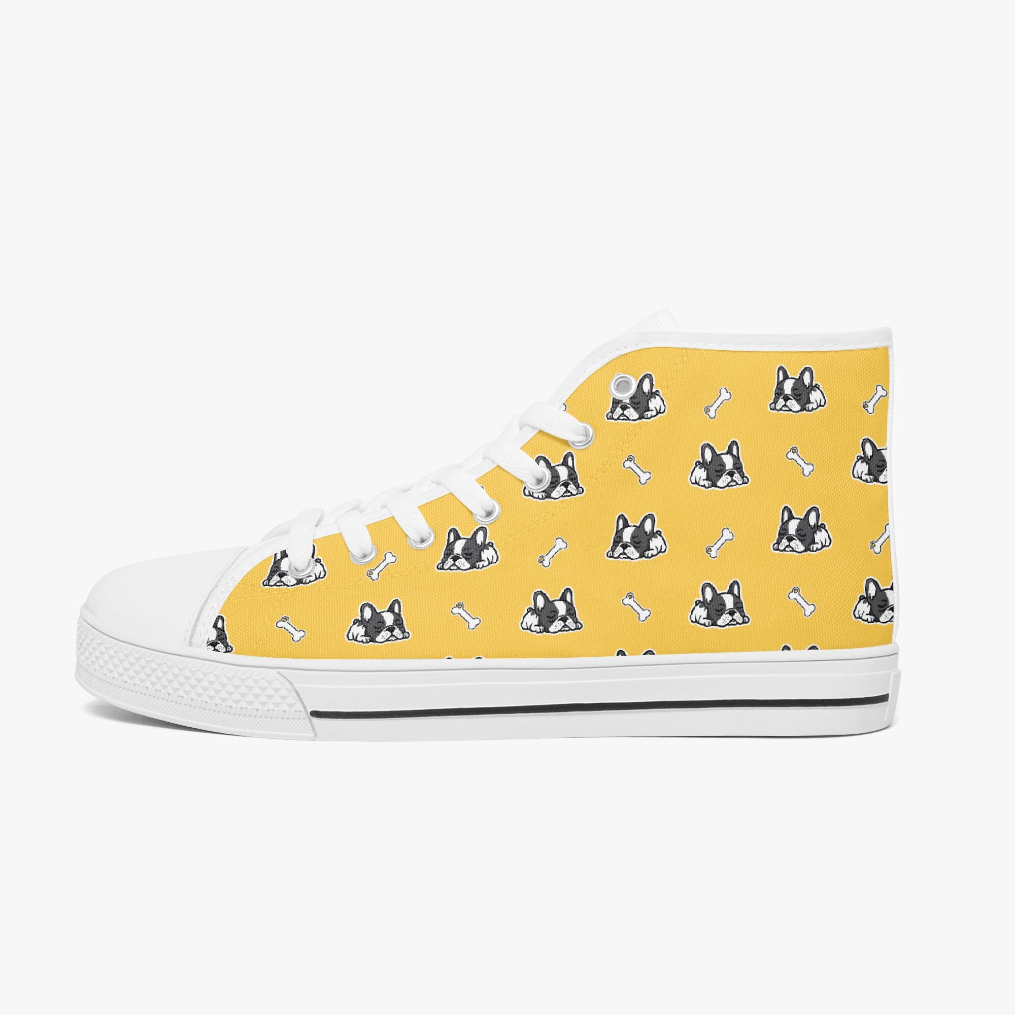 French Bulldog High-Top Canvas Sneakers for Pet Culture-fadou