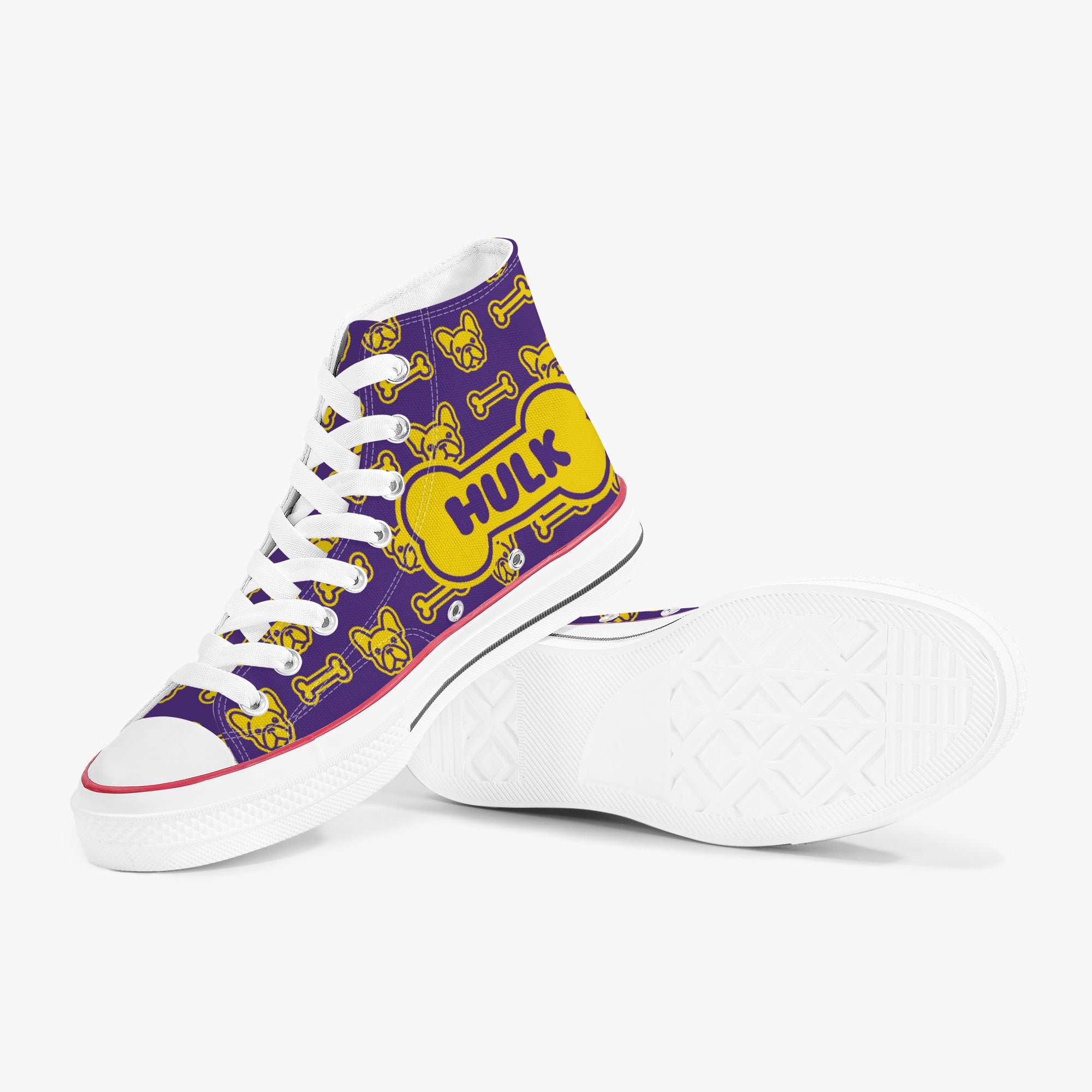 High-Top Personalized Canvas Sneakers for Bulldog Owners-fadou