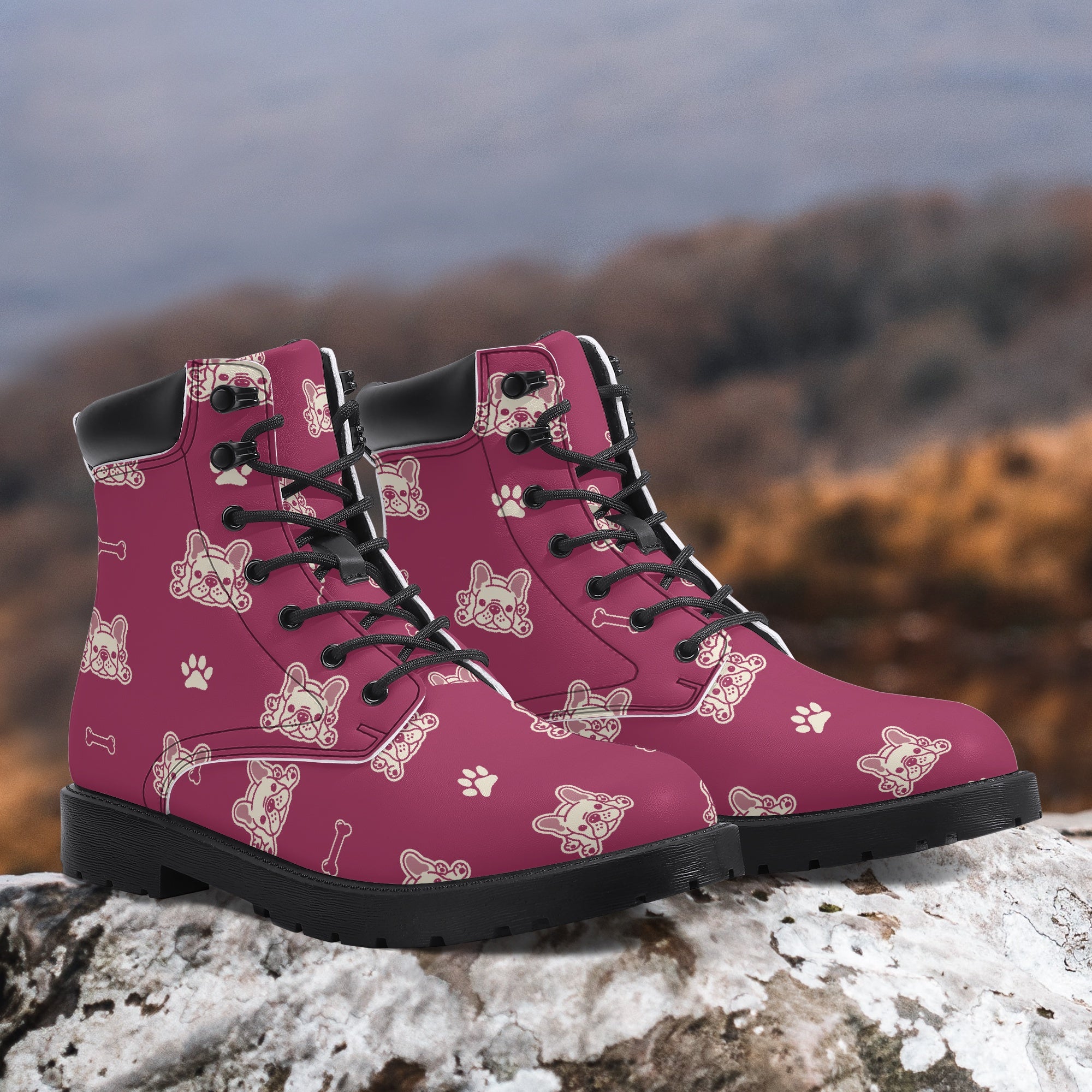 Frenchie Leather Fashion Boots for Frenchie Enthusiasts-fadou