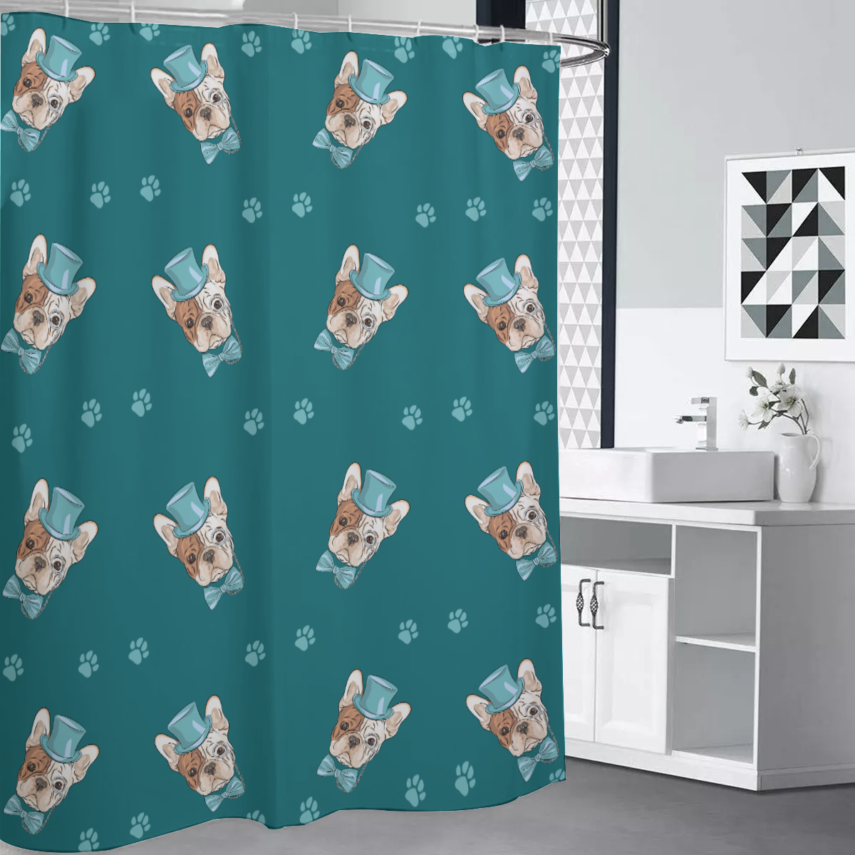 JASPER French Bulldog Fabric Curtain for Dog Moms & Dads-fadou