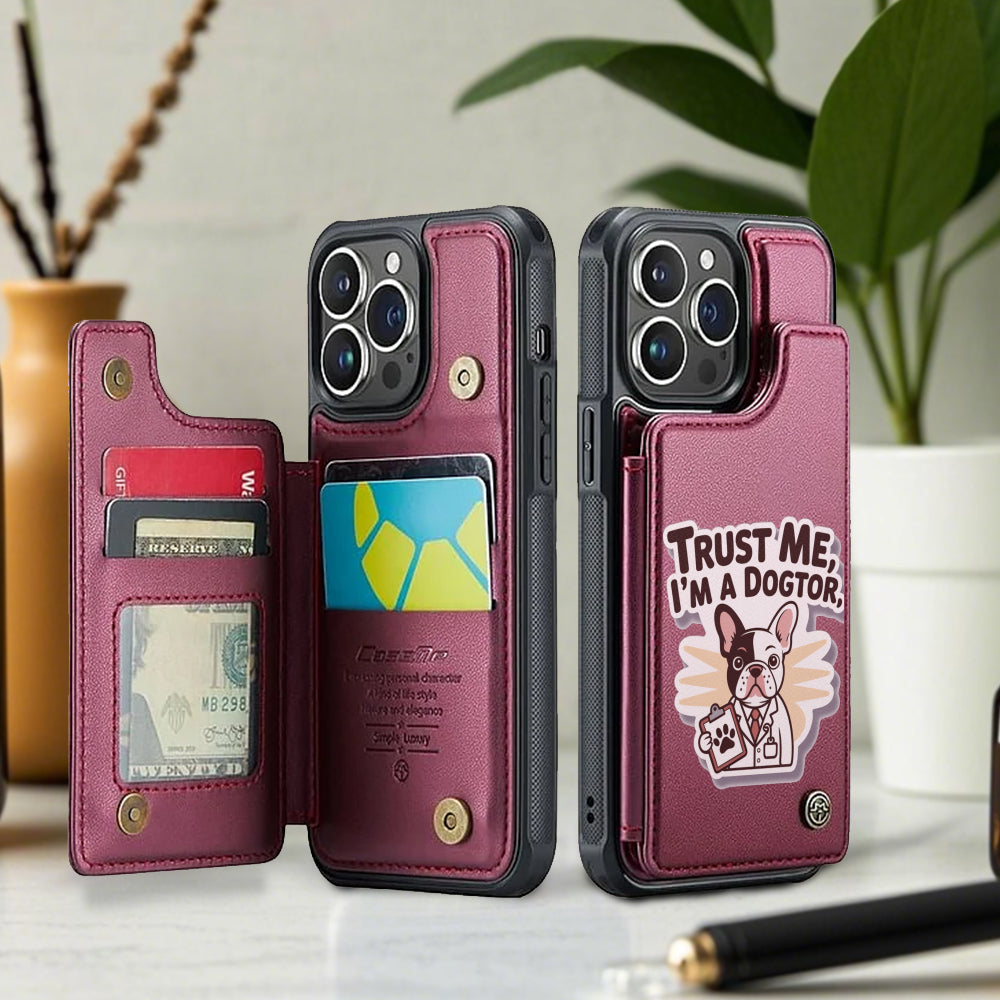 Frenchie Leather Leather Wallet for Frenchie Enthusiasts-fadou