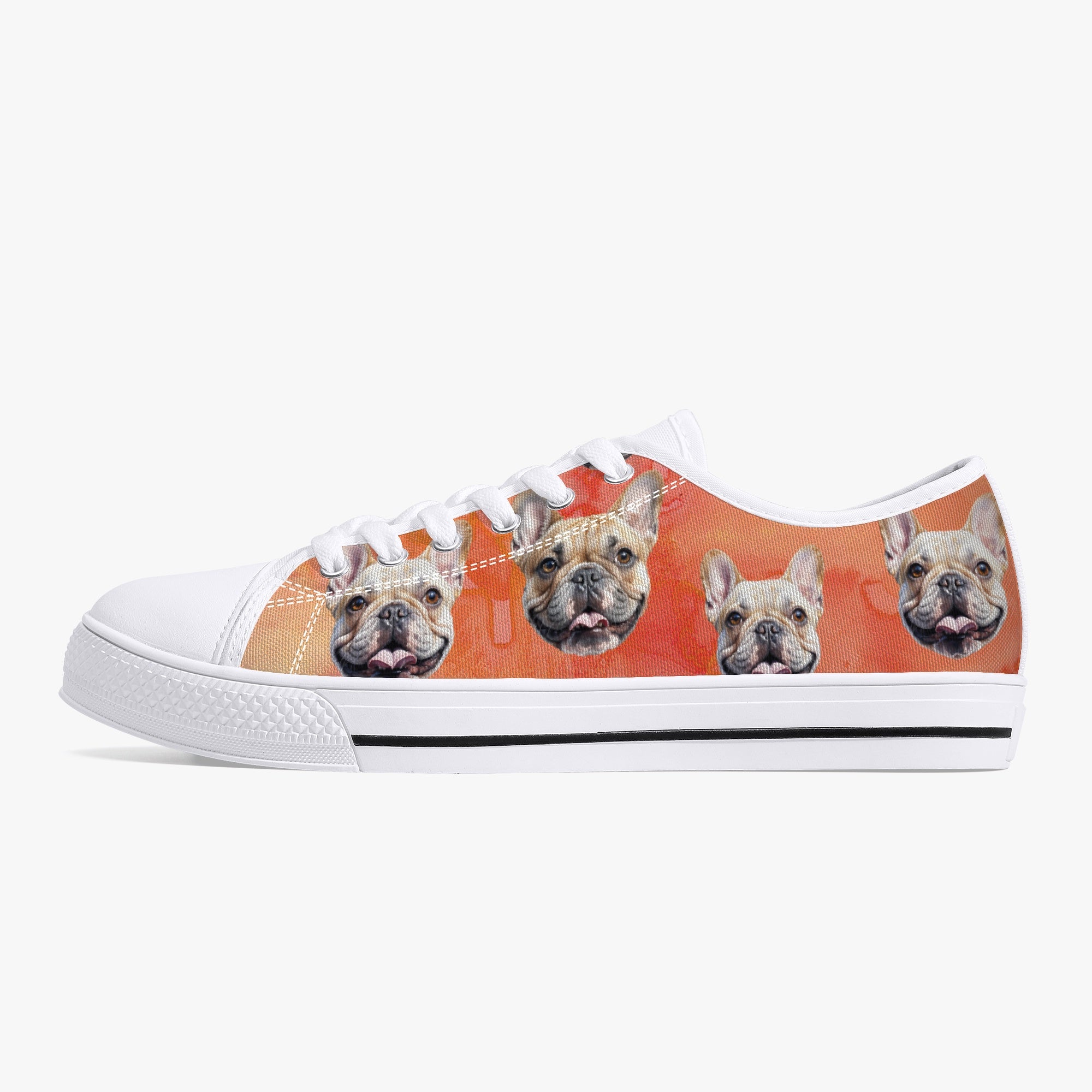 Low-Top Classic Canvas Sneakers for Frenchie Enthusiasts-fadou
