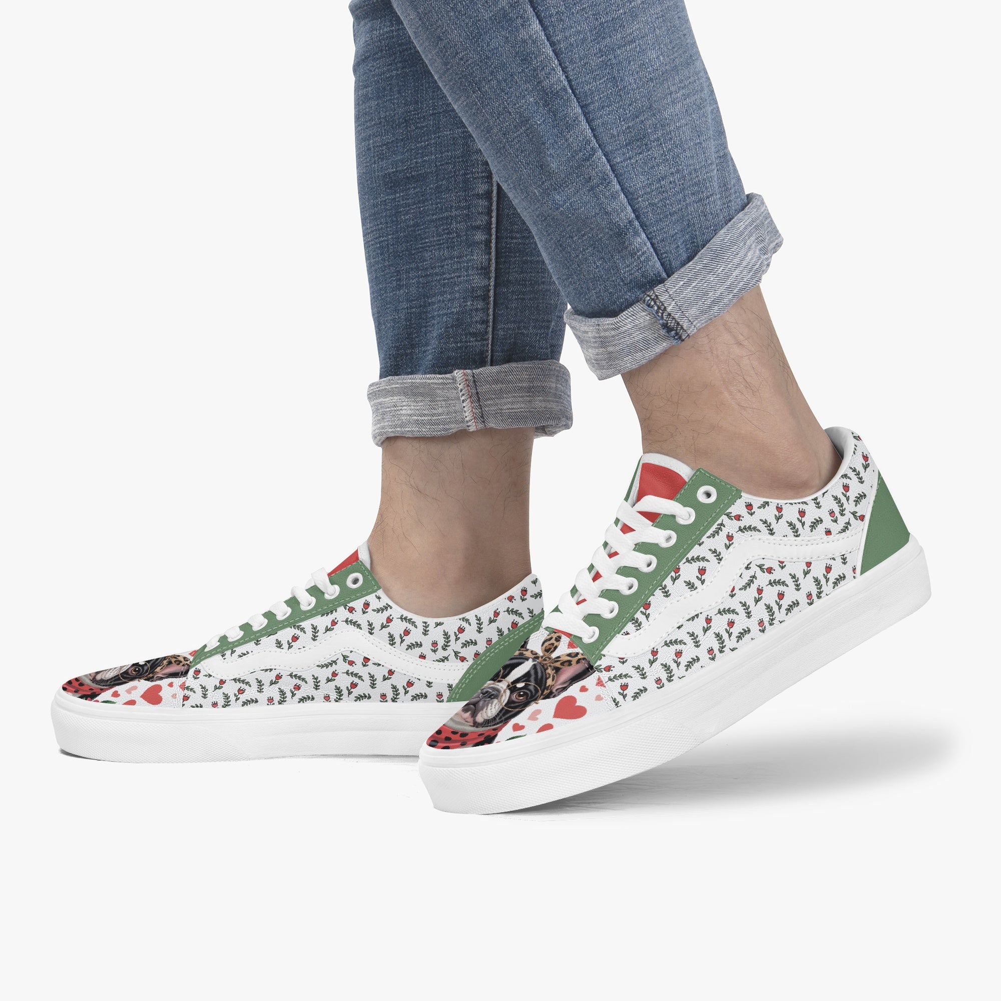 French Bulldog Trendy Canvas Sneakers for Everyday Wear-fadou
