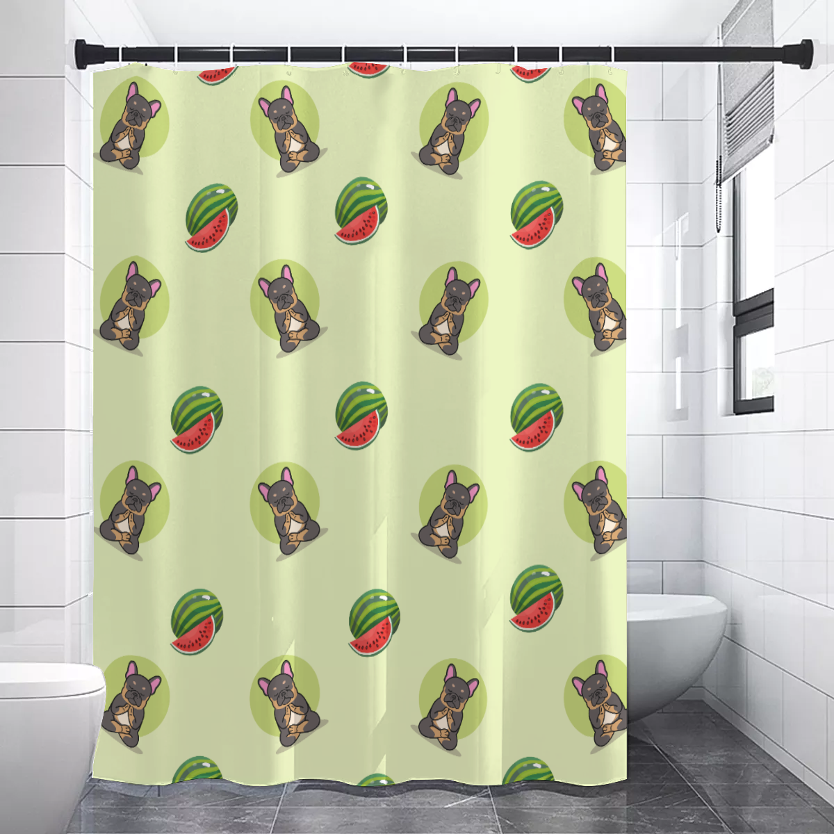ROCKY French Bulldog Bathroom Curtain for Everyday Wear-fadou