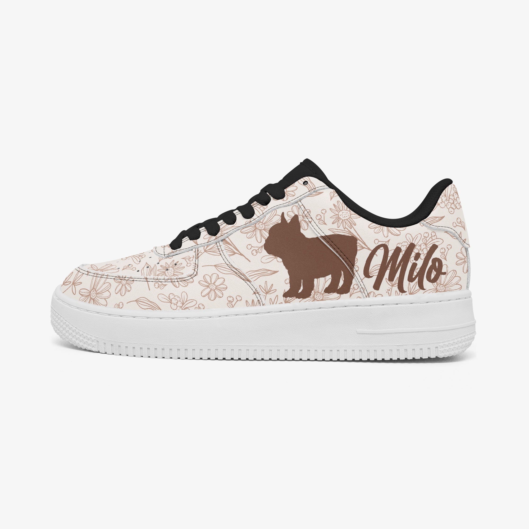Leather Personalized Casual Footwear for Frenchie Enthusiasts-fadou