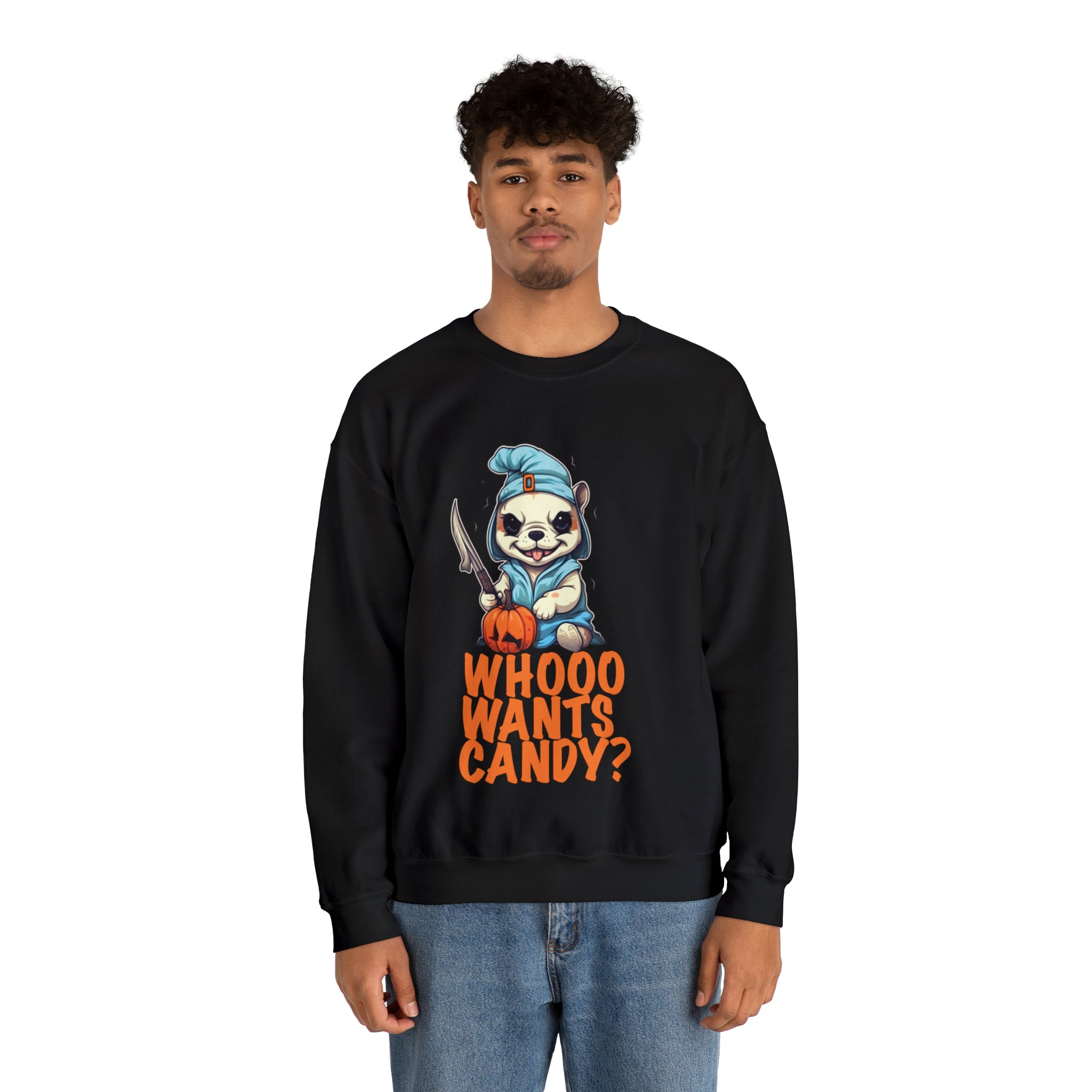 Whoo Halloween Cotton Sweatshirt for Frenchie Enthusiasts-fadou
