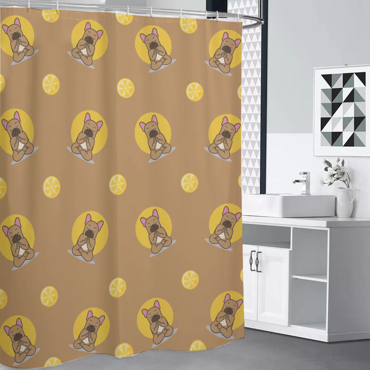 LEO French Bulldog Bathroom Curtain for Dog Moms & Dads-fadou