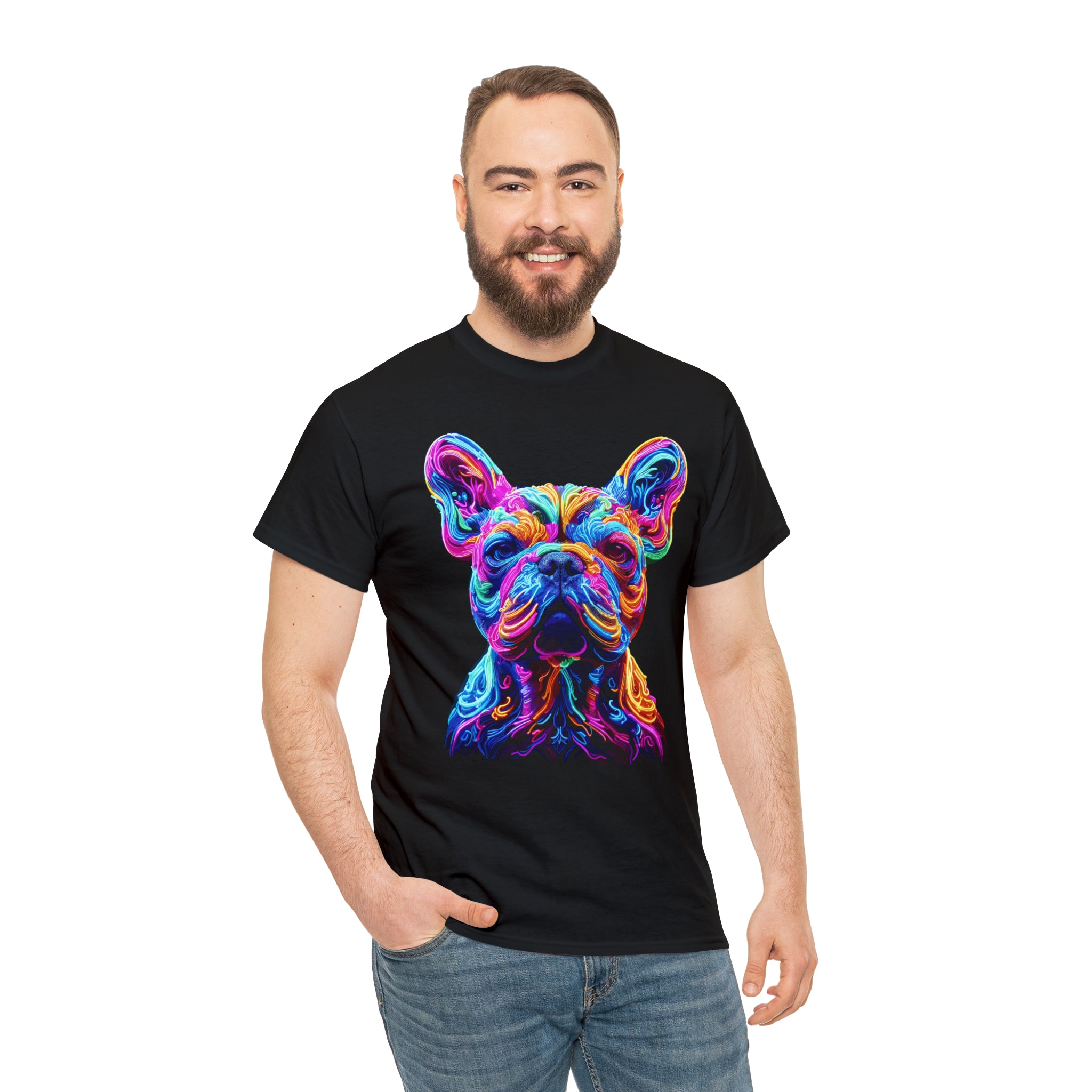 French Bulldog Cotton Dog Lover Tee for Frenchie Enthusiasts-fadou