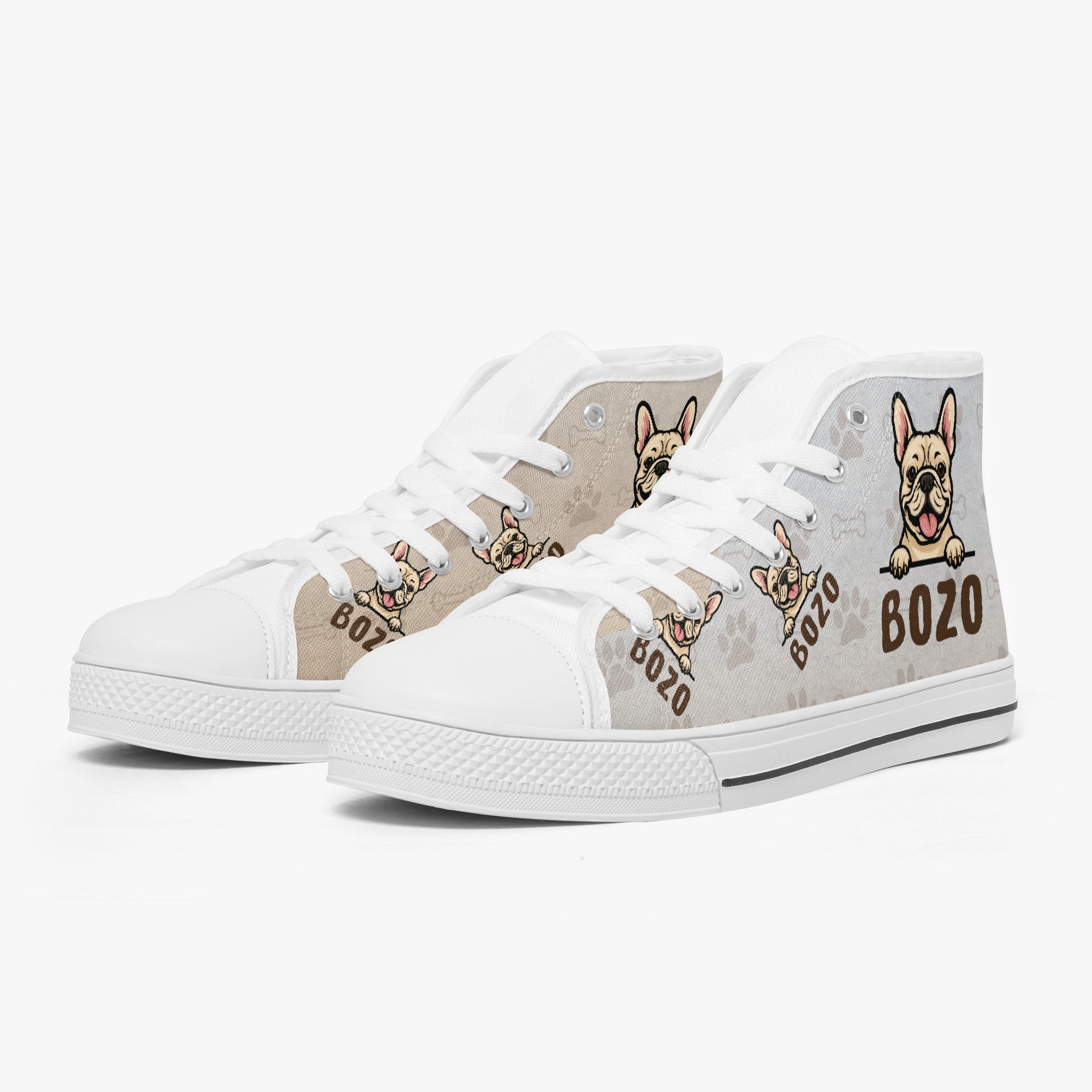 Denim Personalized High-Top Shoes for Frenchie Enthusiasts-fadou