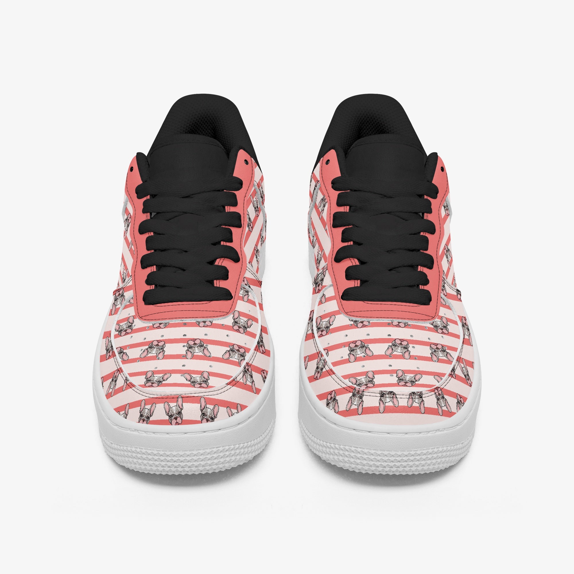 Low-Top Leather Canvas Sneakers for Frenchie Enthusiasts-fadou