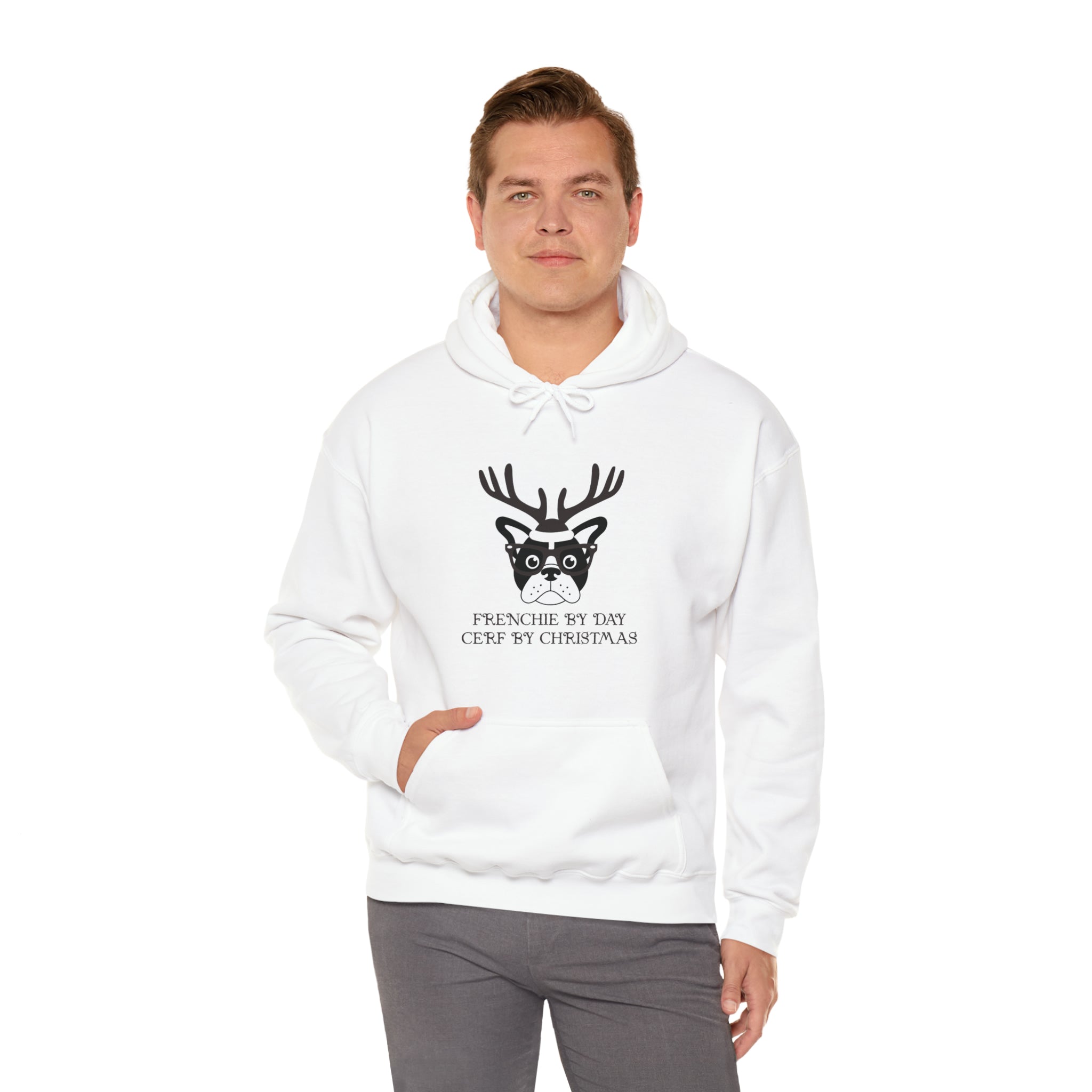 Frenchie by Day Unisex Hoodie for Travel Comfort and Safety-fadou