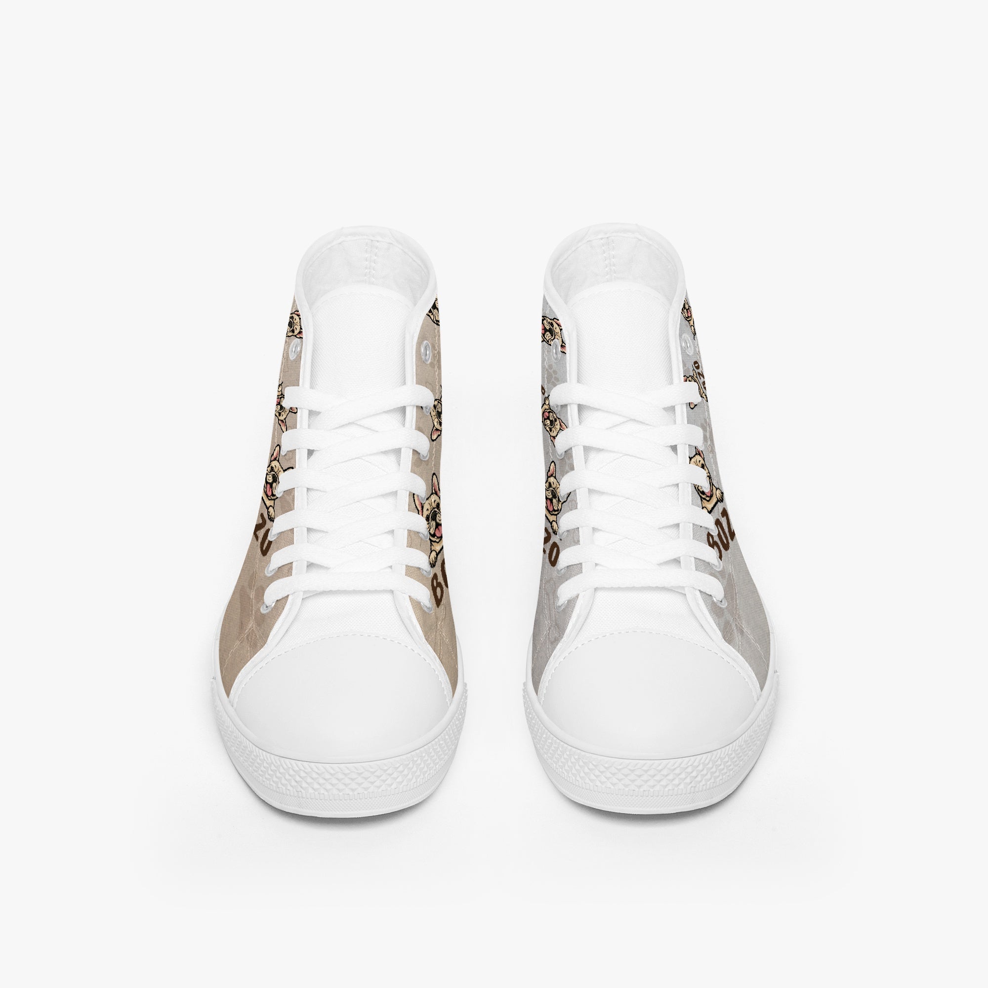 Denim Personalized High-Top Shoes for Frenchie Enthusiasts-fadou