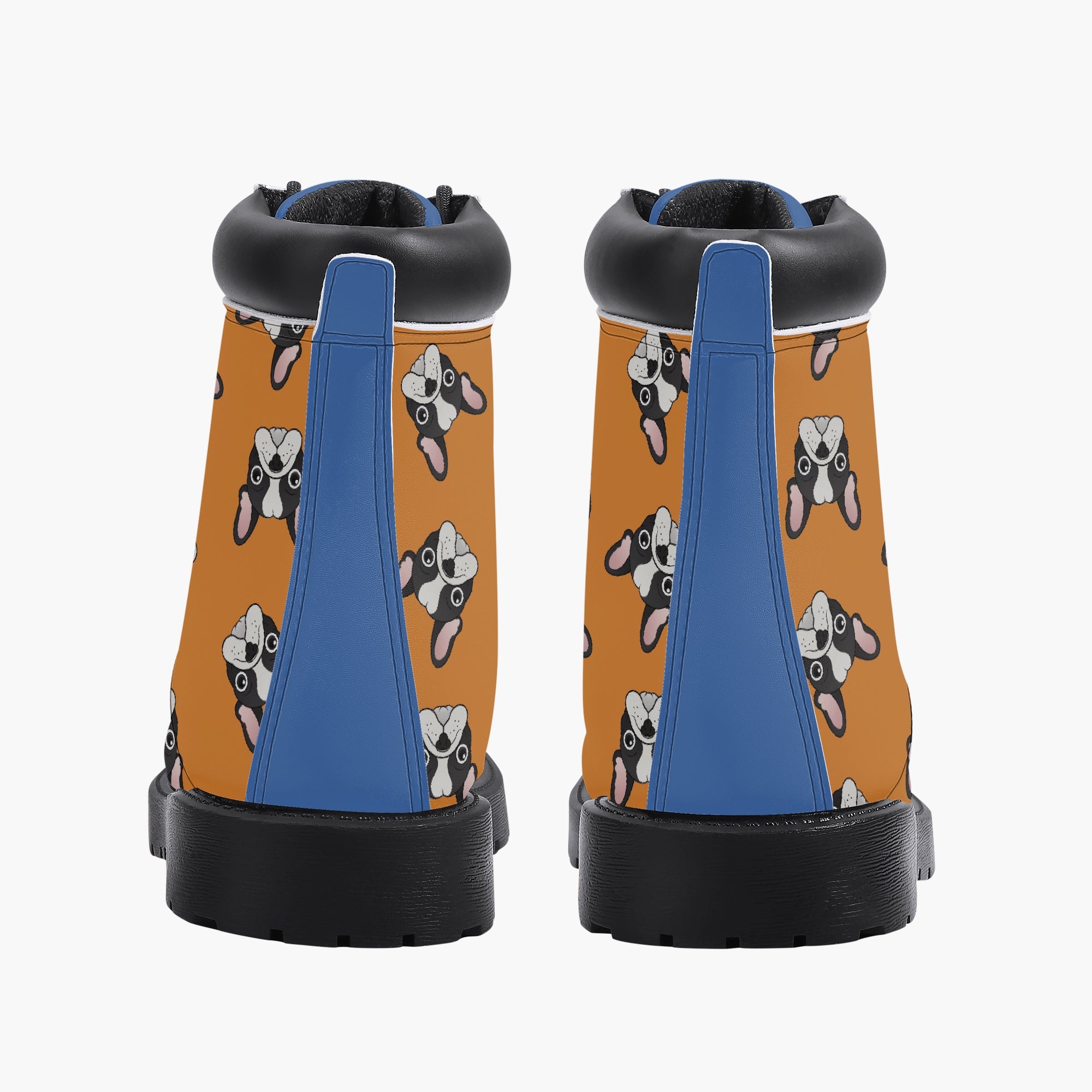French Bulldog Leather Casual Boots for Frenchie Enthusiasts-fadou