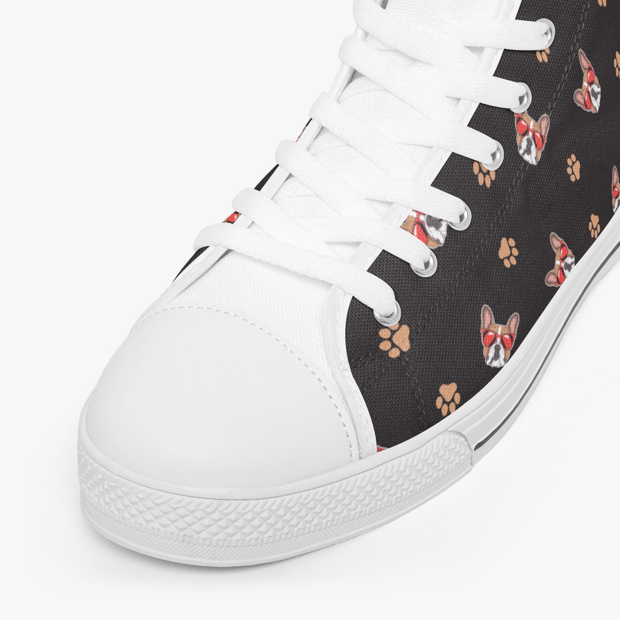 French Bulldog Classic Canvas Sneakers for Frenchie Fans-fadou