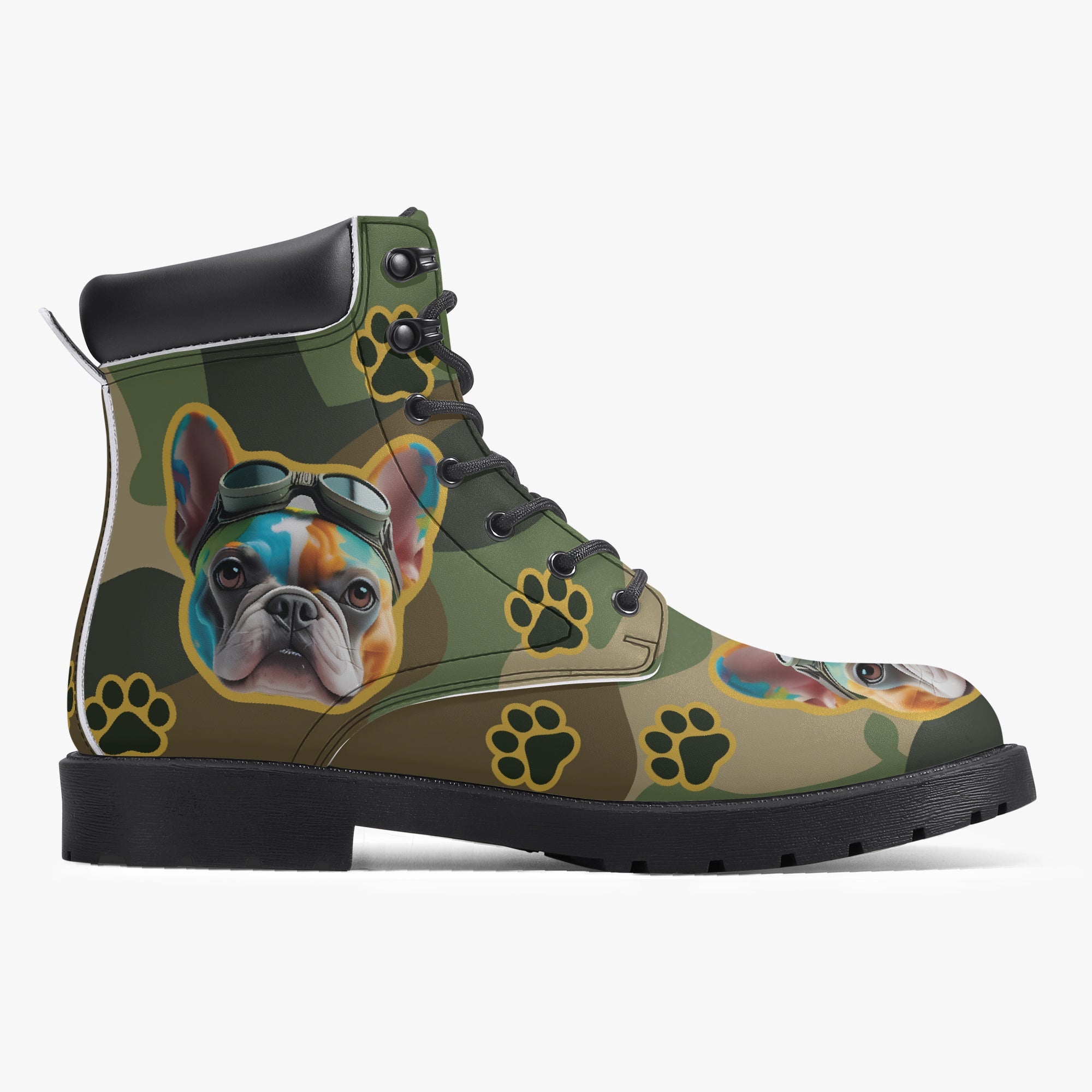 French Bulldog Leather Fashion Boots for Frenchie Enthusiasts-fadou