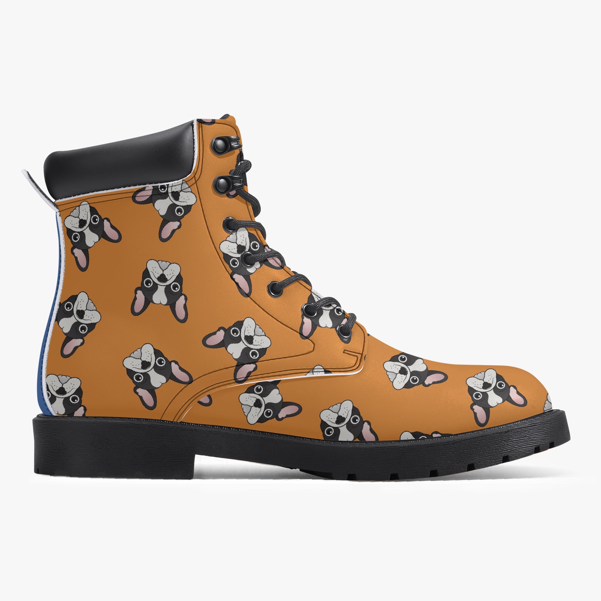 French Bulldog Leather Casual Boots for Frenchie Enthusiasts-fadou