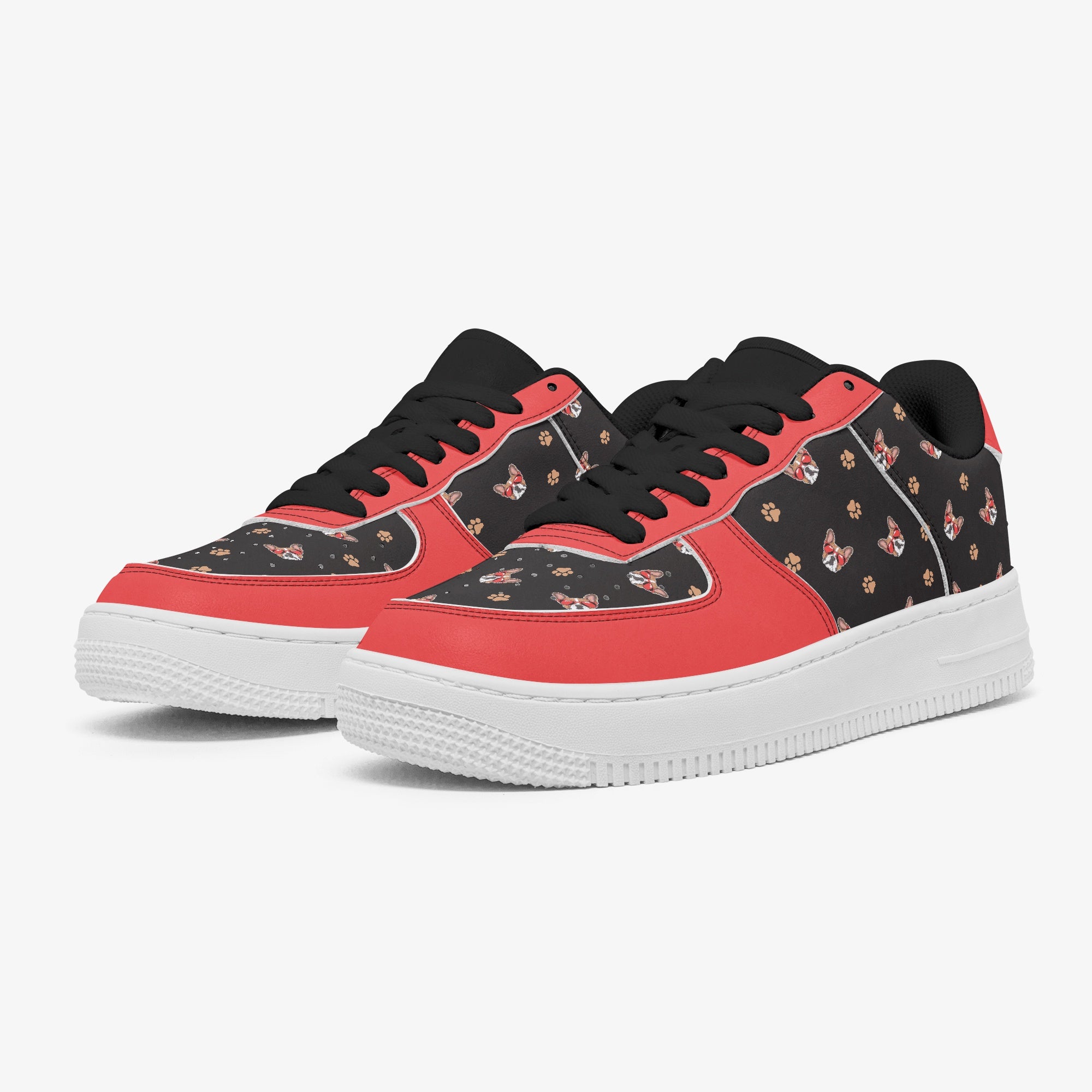 French Bulldog Leather Classic Sneakers for Bulldog Owners-fadou