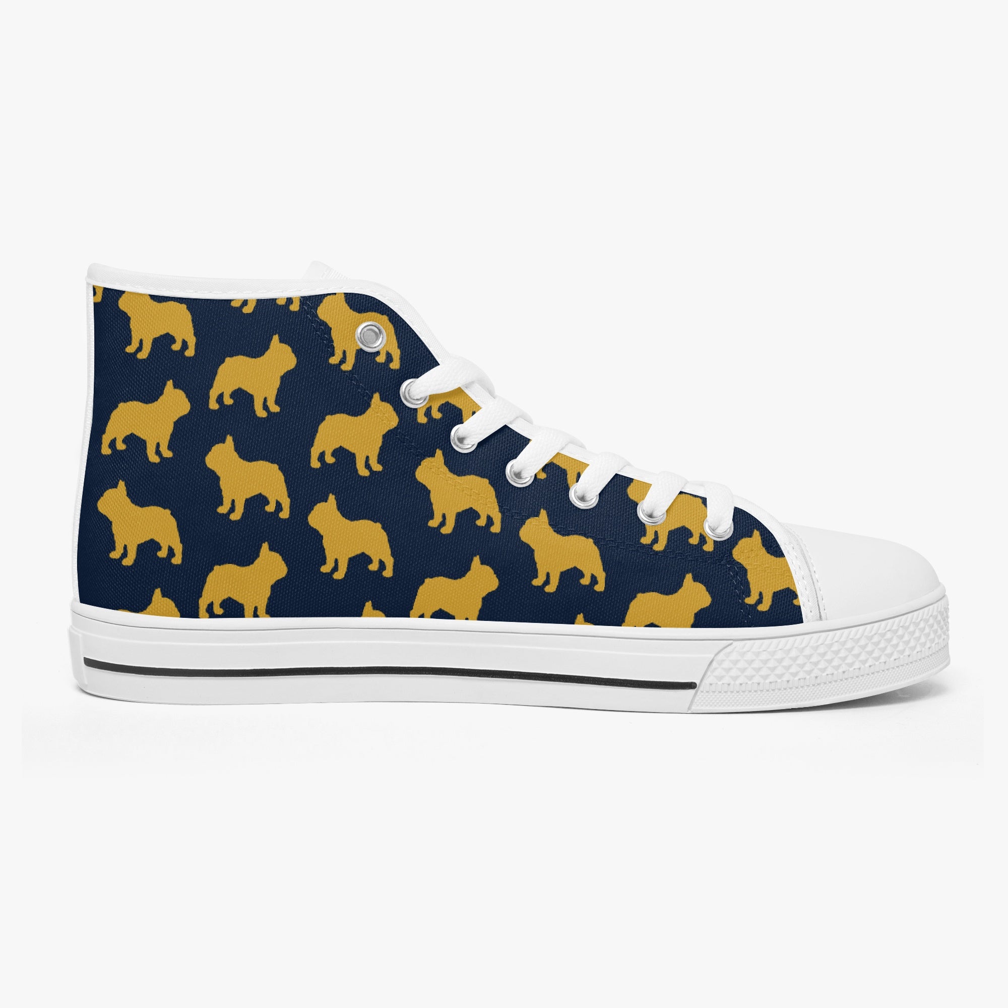 French Bulldog High-Top Canvas Sneakers for Pet Parents-fadou