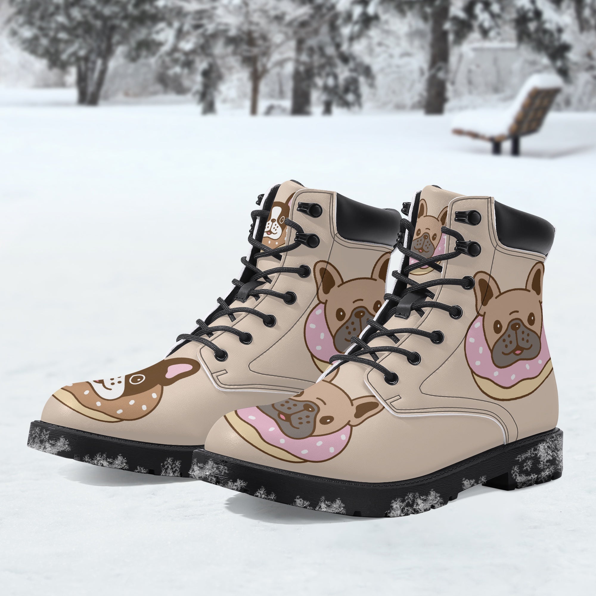 French Bulldog Casual Leather Boots for Dog Moms & Dads-fadou