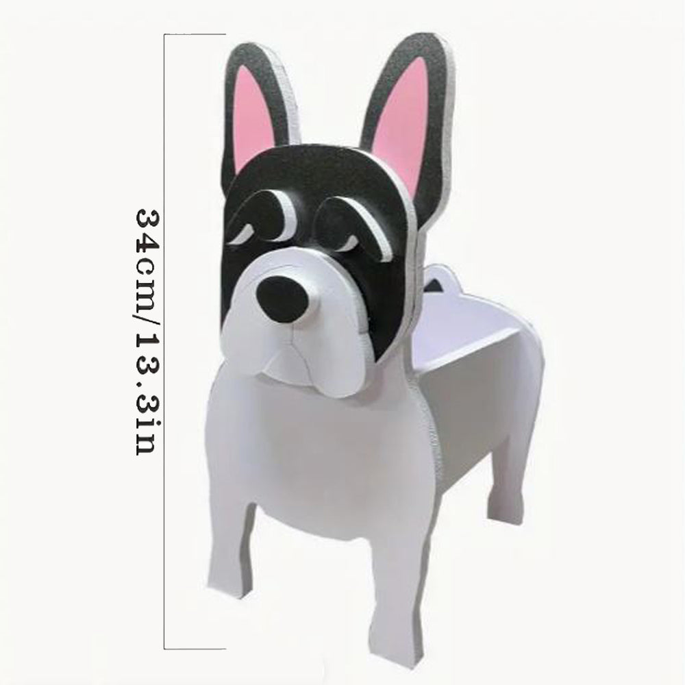 Frenchie Shaped Wooden Plant Pot Whimsical Garden Decor for Dog Lovers-fadou