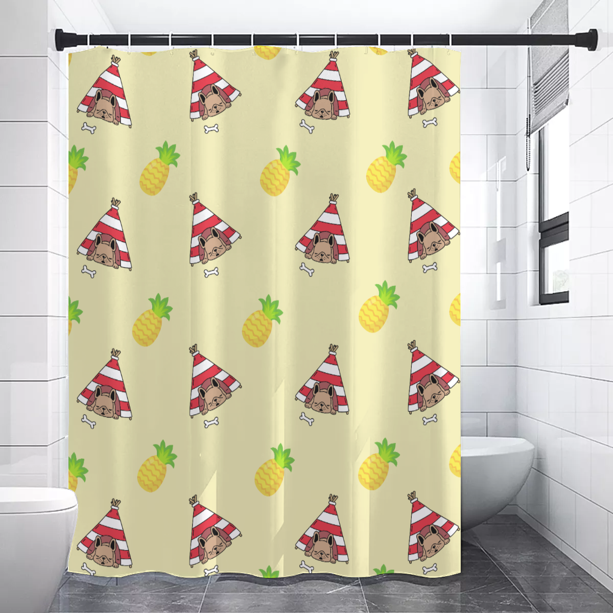 BRUCE French Bulldog Bathroom Curtain for Dog Park Days-fadou