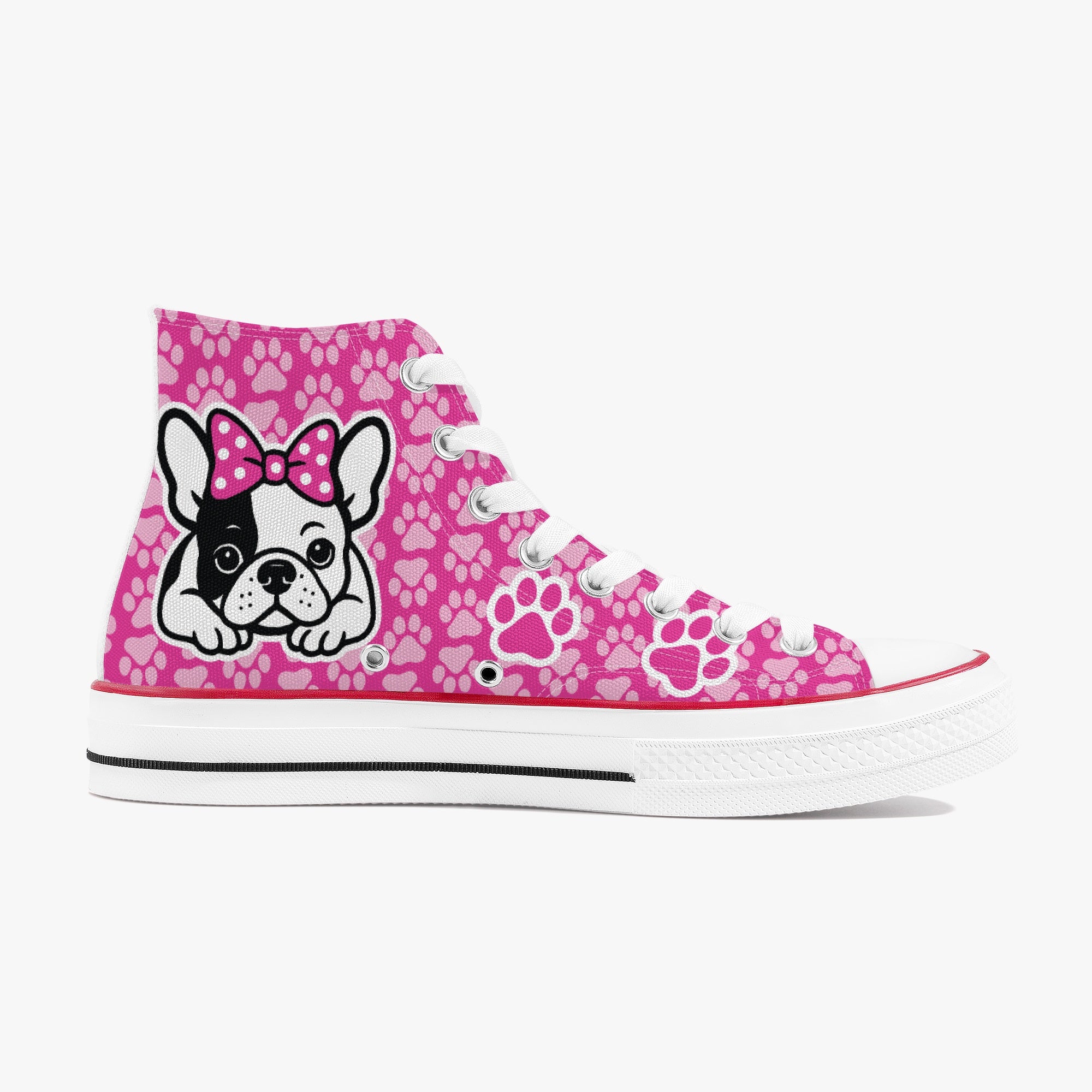 French Bulldog High-Top Canvas Sneakers for Bulldog Owners-fadou