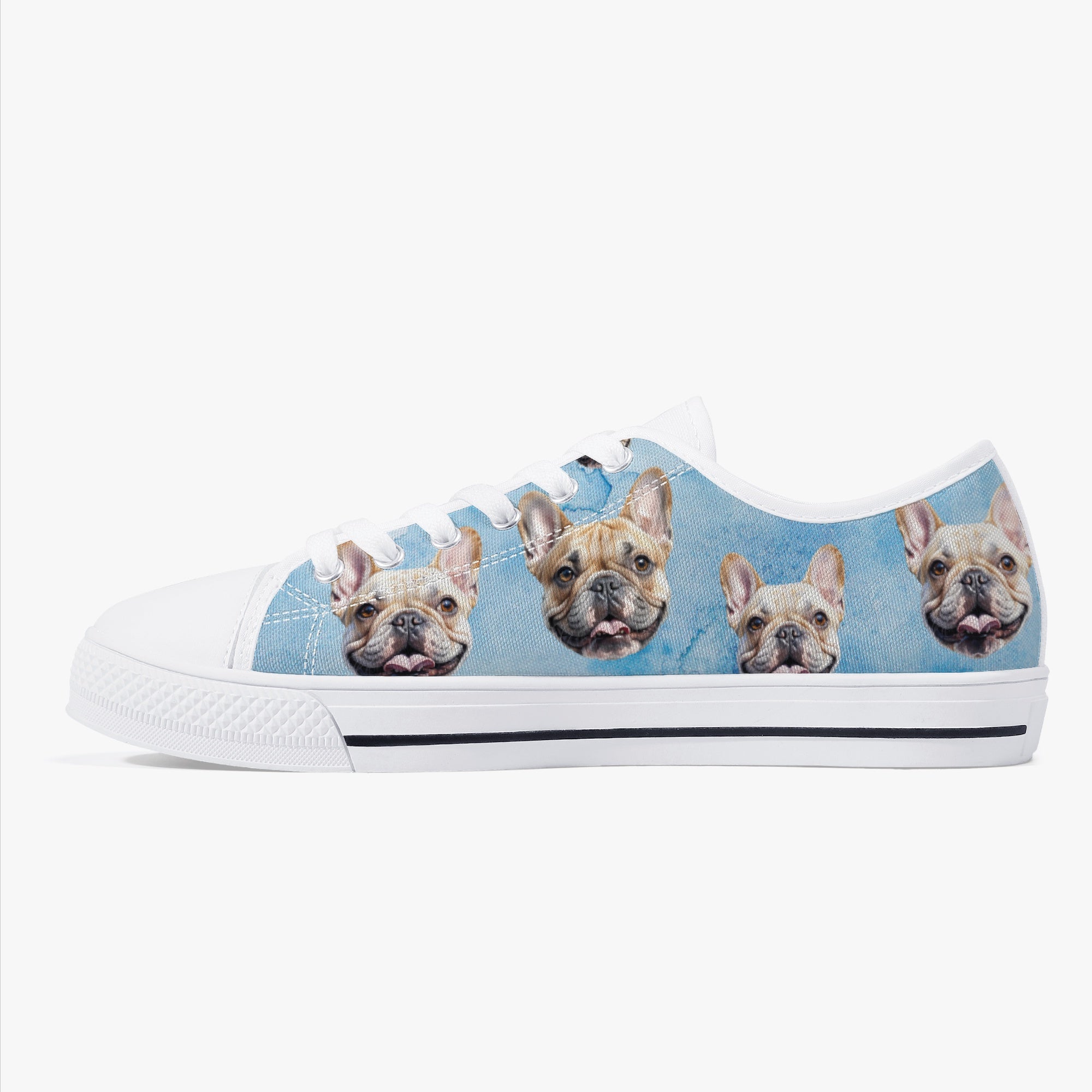 Low-Top Classic Canvas Sneakers for Frenchie Enthusiasts-fadou