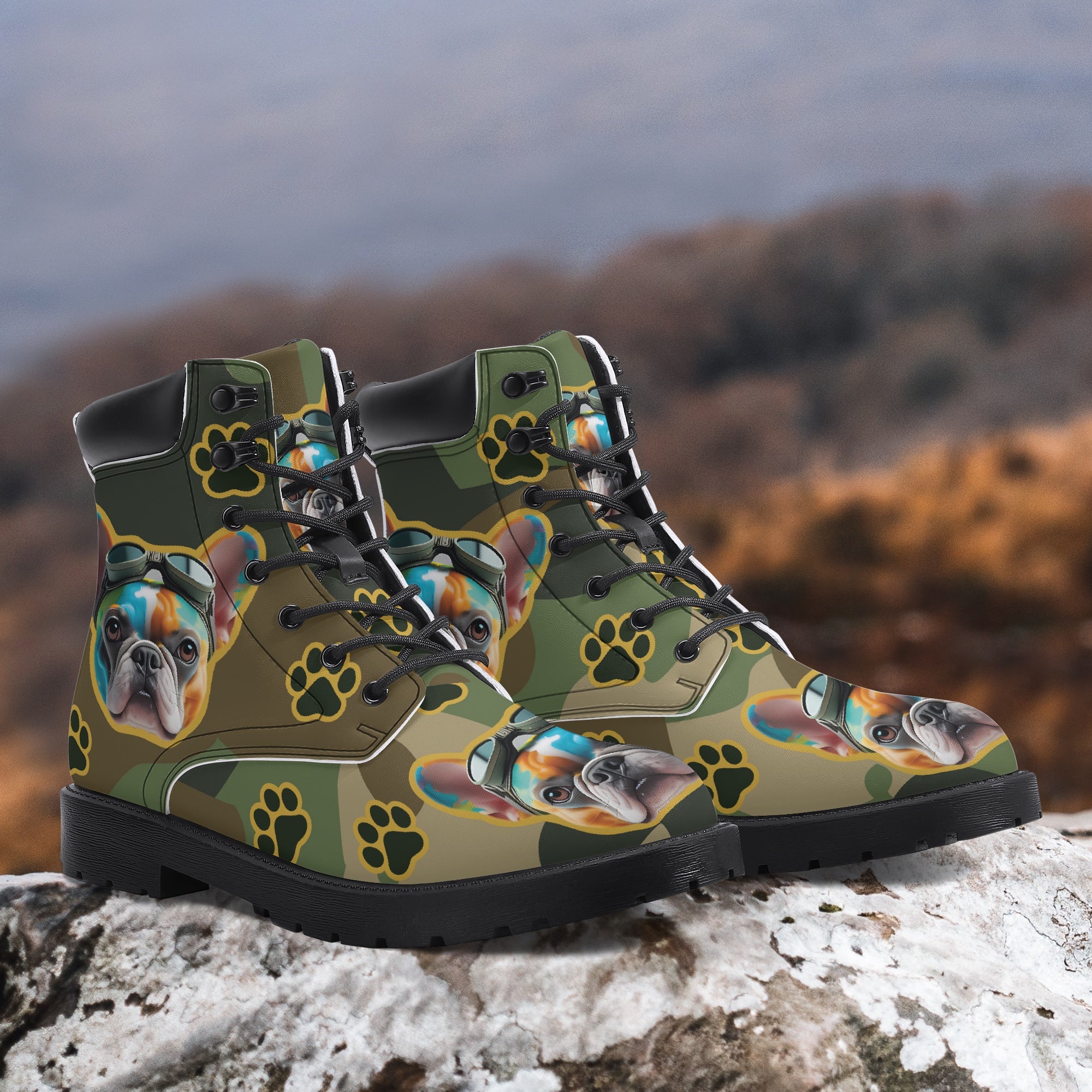 French Bulldog Leather Fashion Boots for Frenchie Enthusiasts-fadou