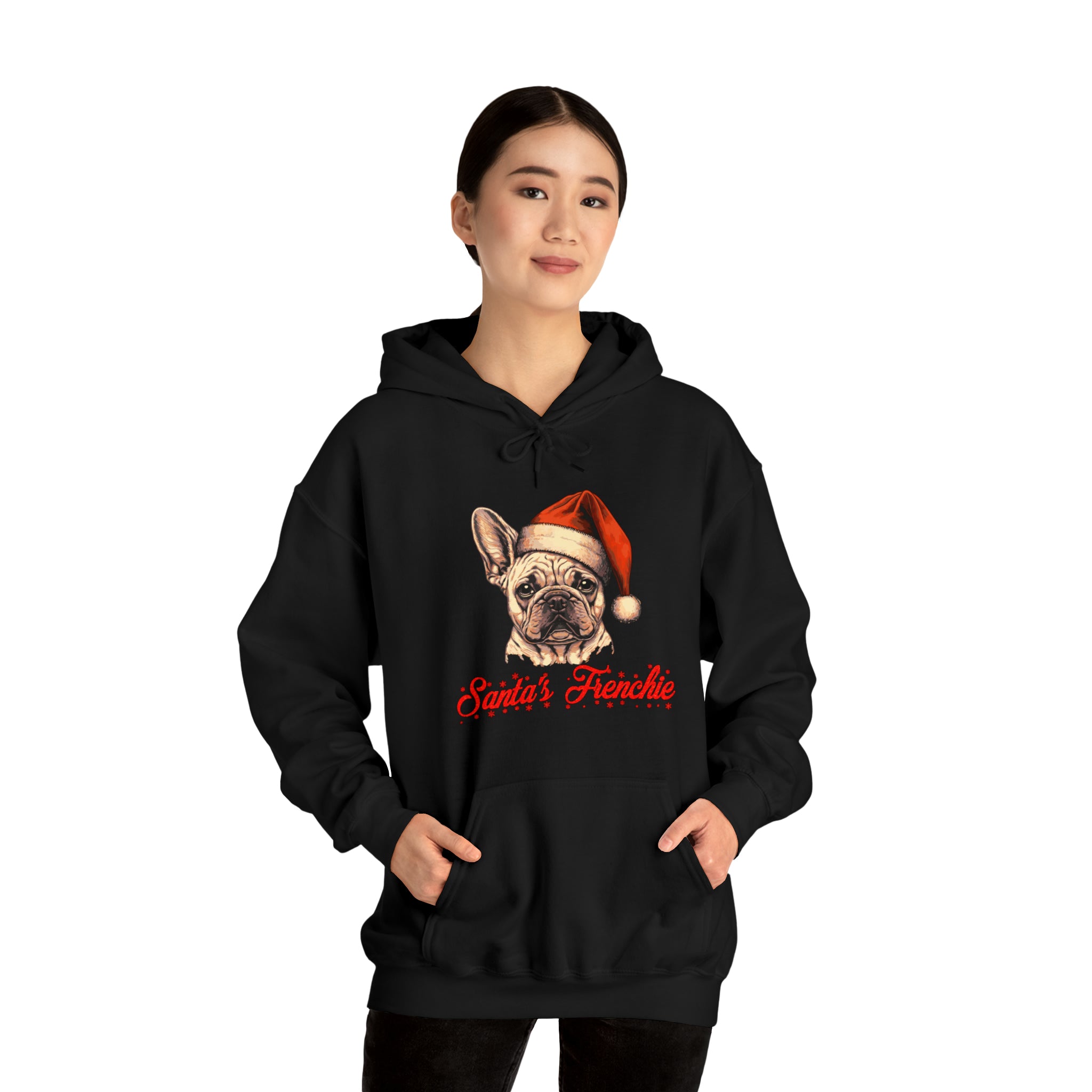 Santa's Frenchie Unisex Hoodie for Daily Walks and Play-fadou