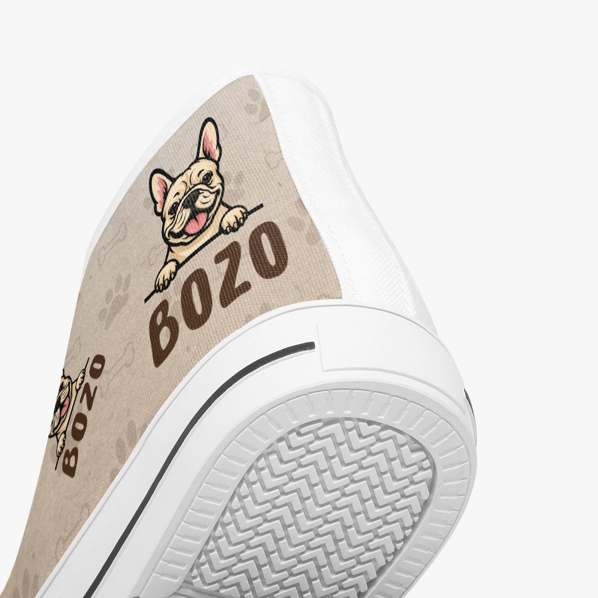 Denim Personalized High-Top Shoes for Frenchie Enthusiasts-fadou