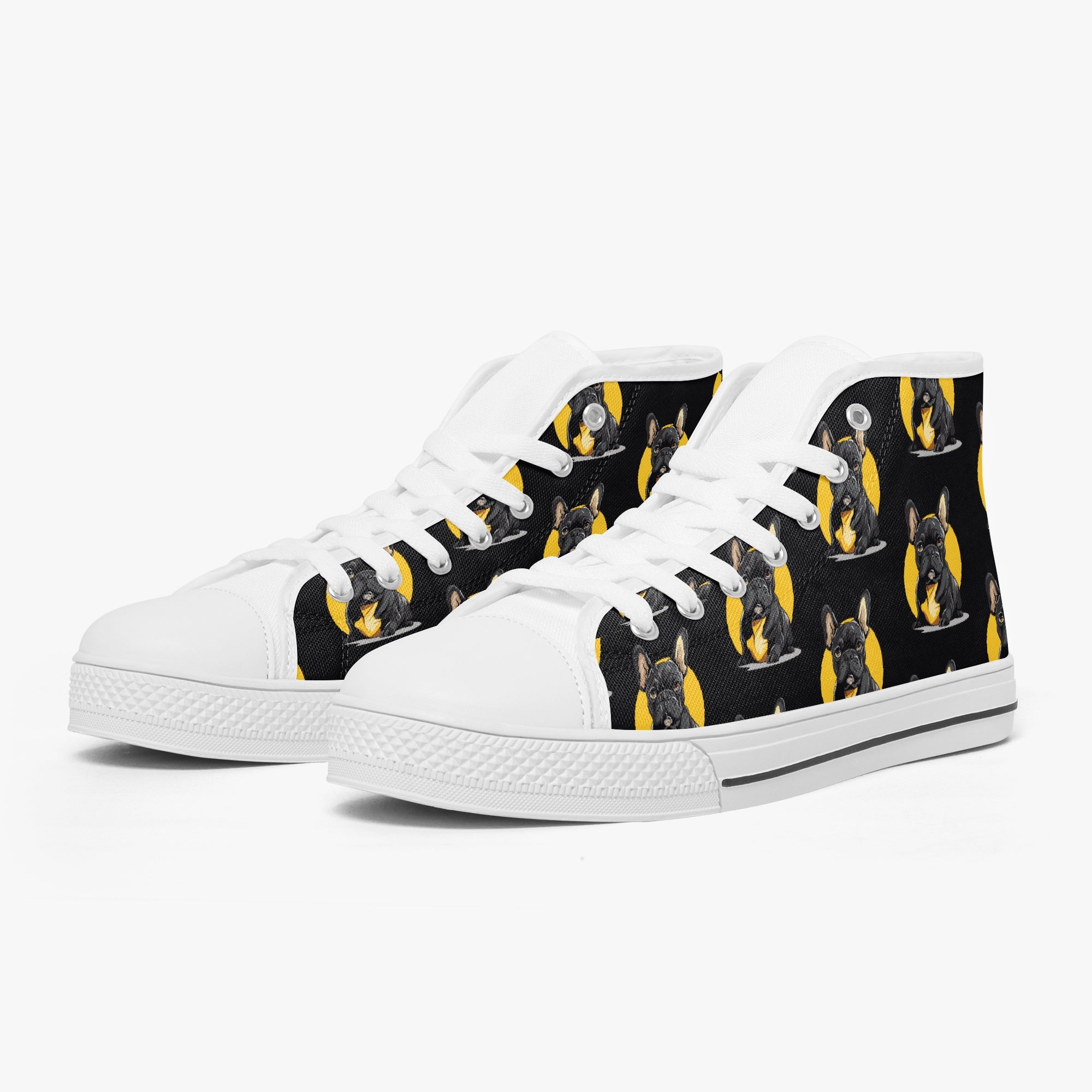 French Bulldog Classic High-Top Shoes for Frenchie Enthusiasts-fadou