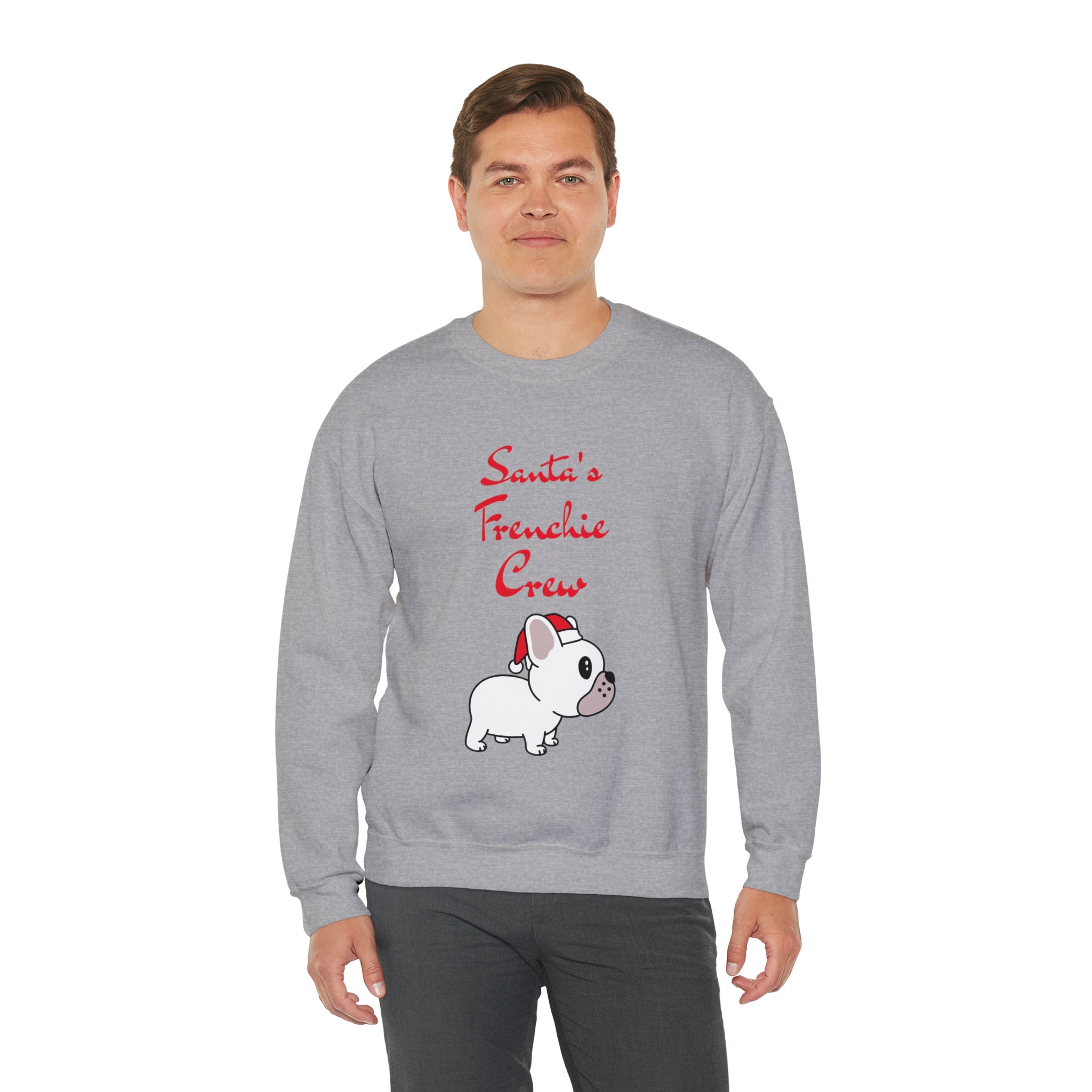 Santa's Frenchie Crew Sweater - Unisex Sweatshirt for Cozy Nights-fadou