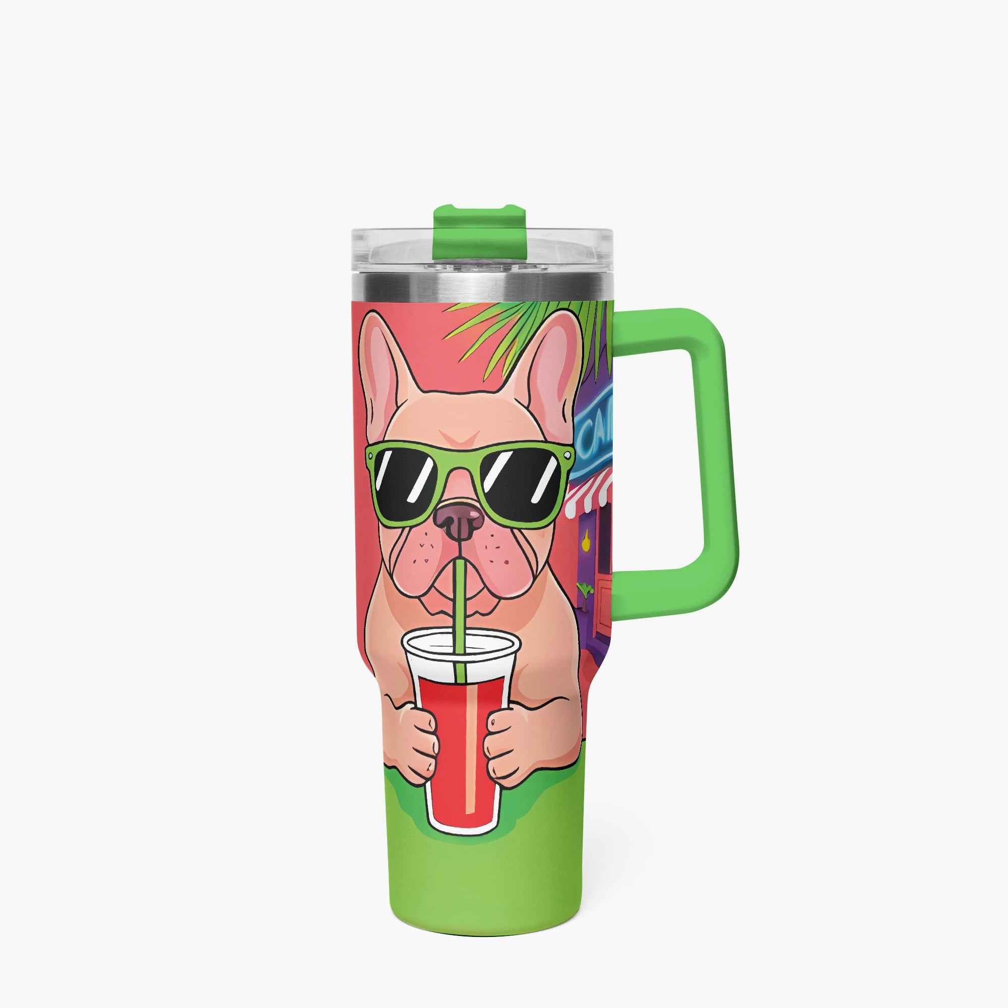 Kevin French Bulldog Travel Tumbler for Dog Moms & Dads-fadou