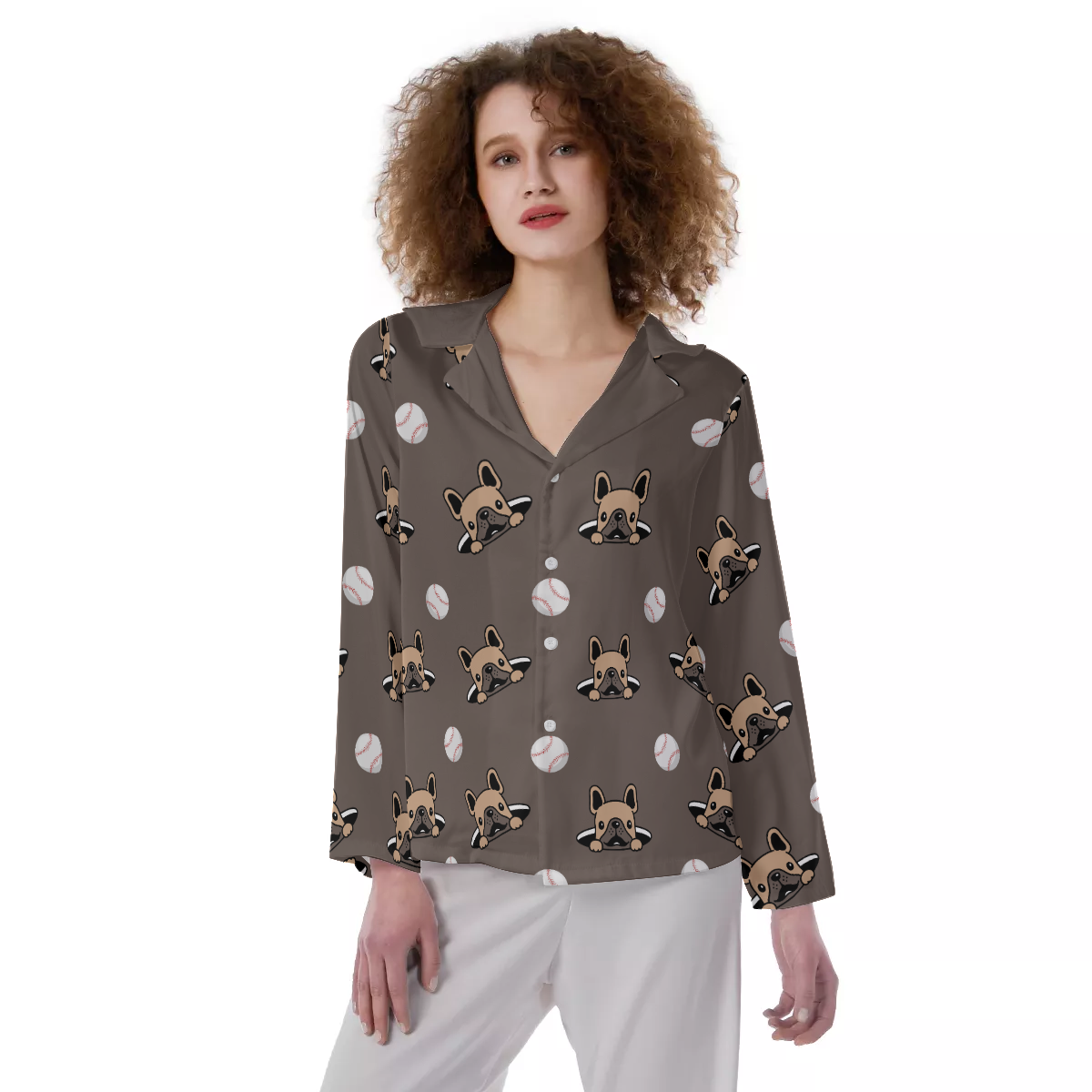 OLIVE French Bulldog Cozy Pajama Set for Bulldog Owners-fadou