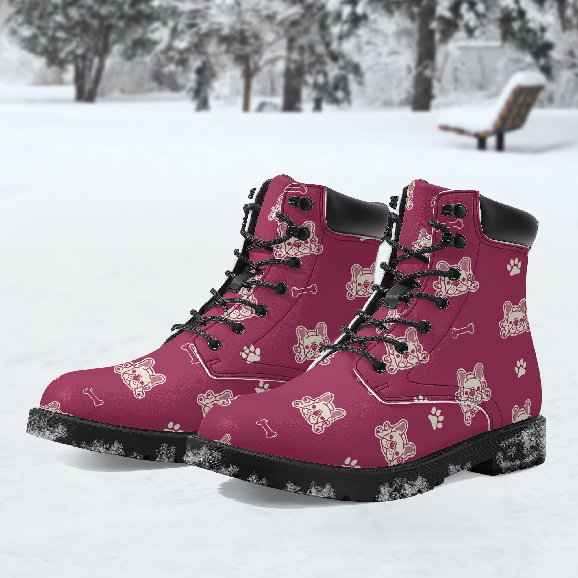 Frenchie Leather Fashion Boots for Frenchie Enthusiasts-fadou