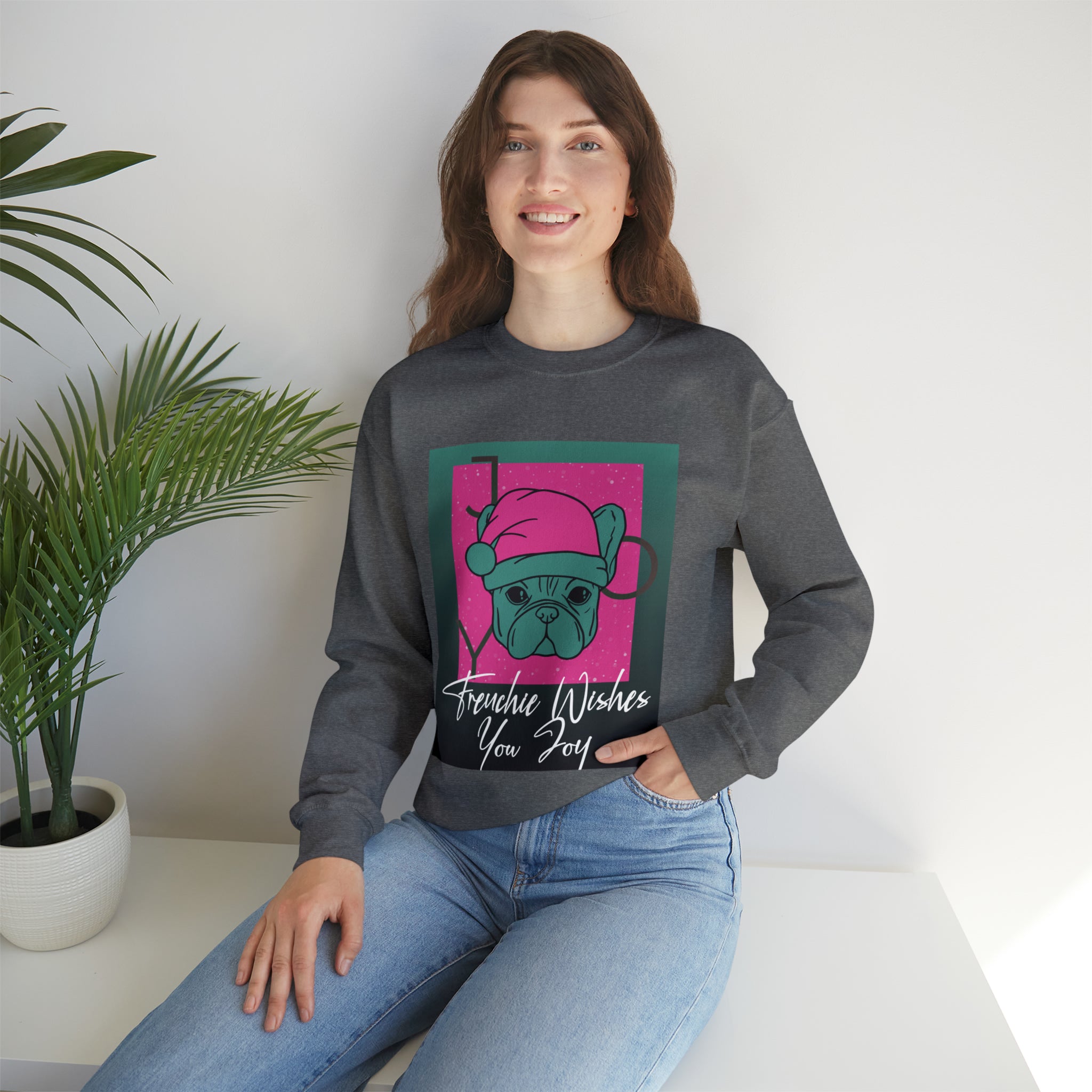 Frenchie Wish Sweater - Unisex Sweatshirt for Flat-Face Breeds-fadou