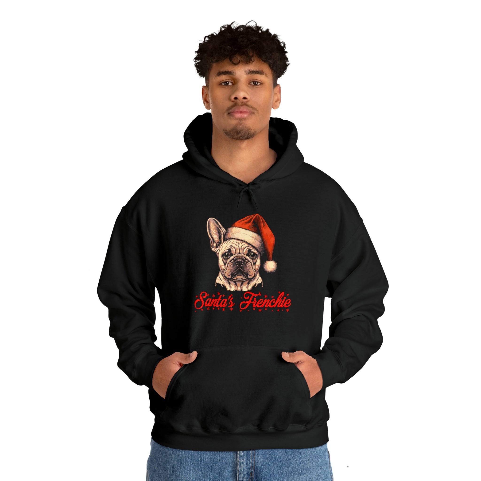 Santa's Frenchie Unisex Hoodie for Daily Walks and Play-fadou